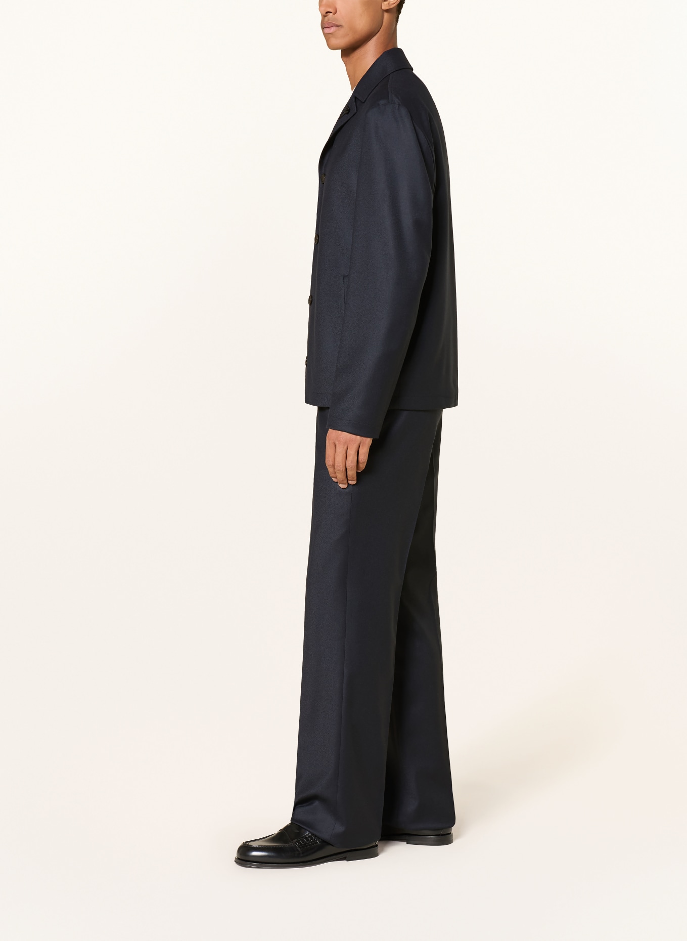 LARDINI Regular-Fit Flannel Pants: DARK BLUE