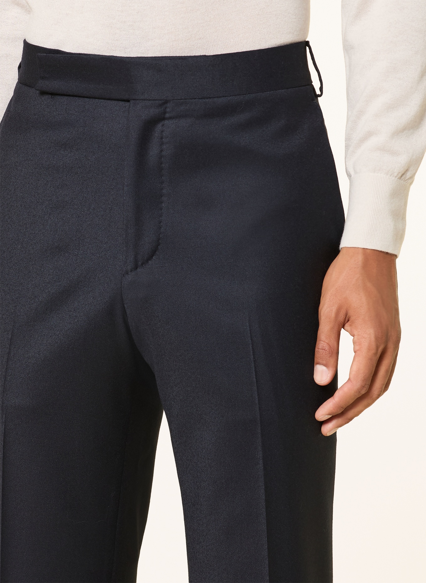 LARDINI Regular-Fit Flannel Pants: DARK BLUE