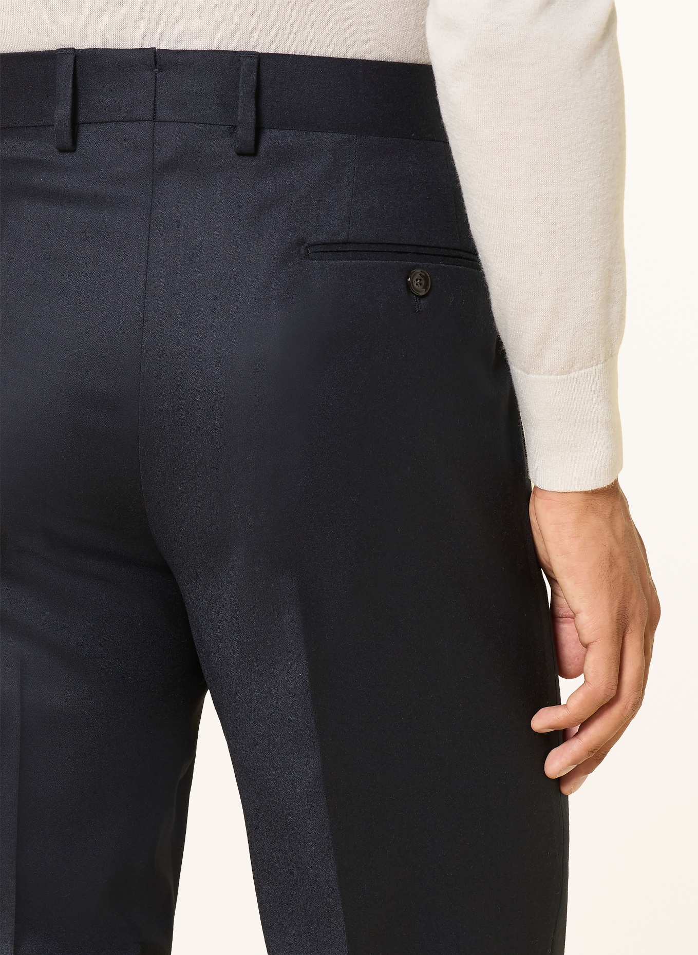 LARDINI Regular-Fit Flannel Pants: DARK BLUE