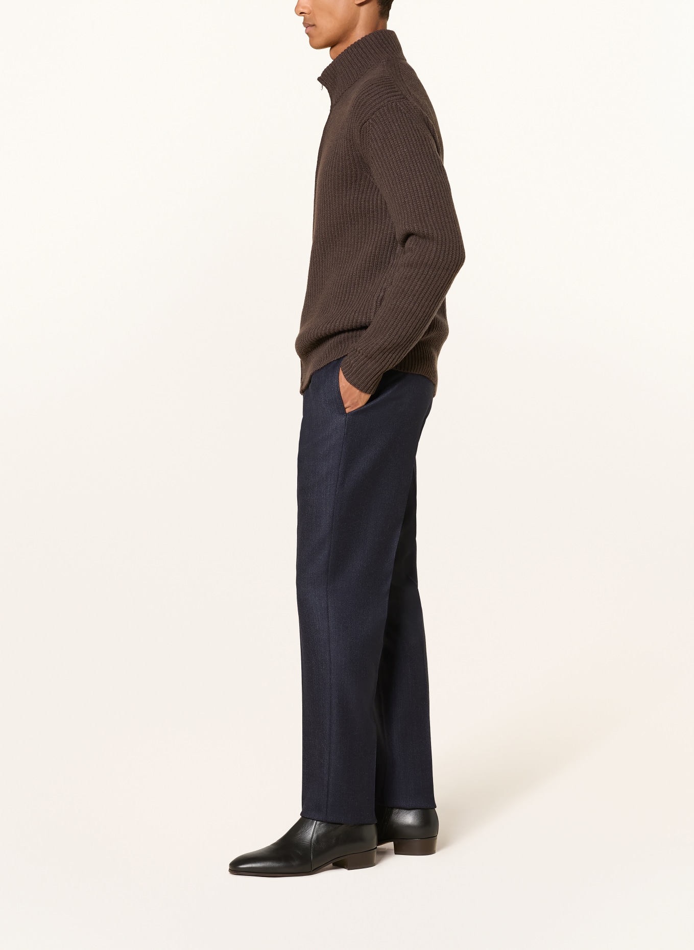 LARDINI Regular-Fit Denim-Look Chinos: 850 NAVY