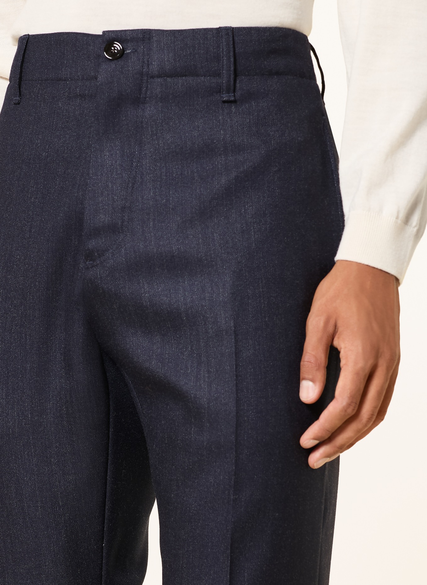 LARDINI Regular-Fit Denim-Look Chinos: 850 NAVY