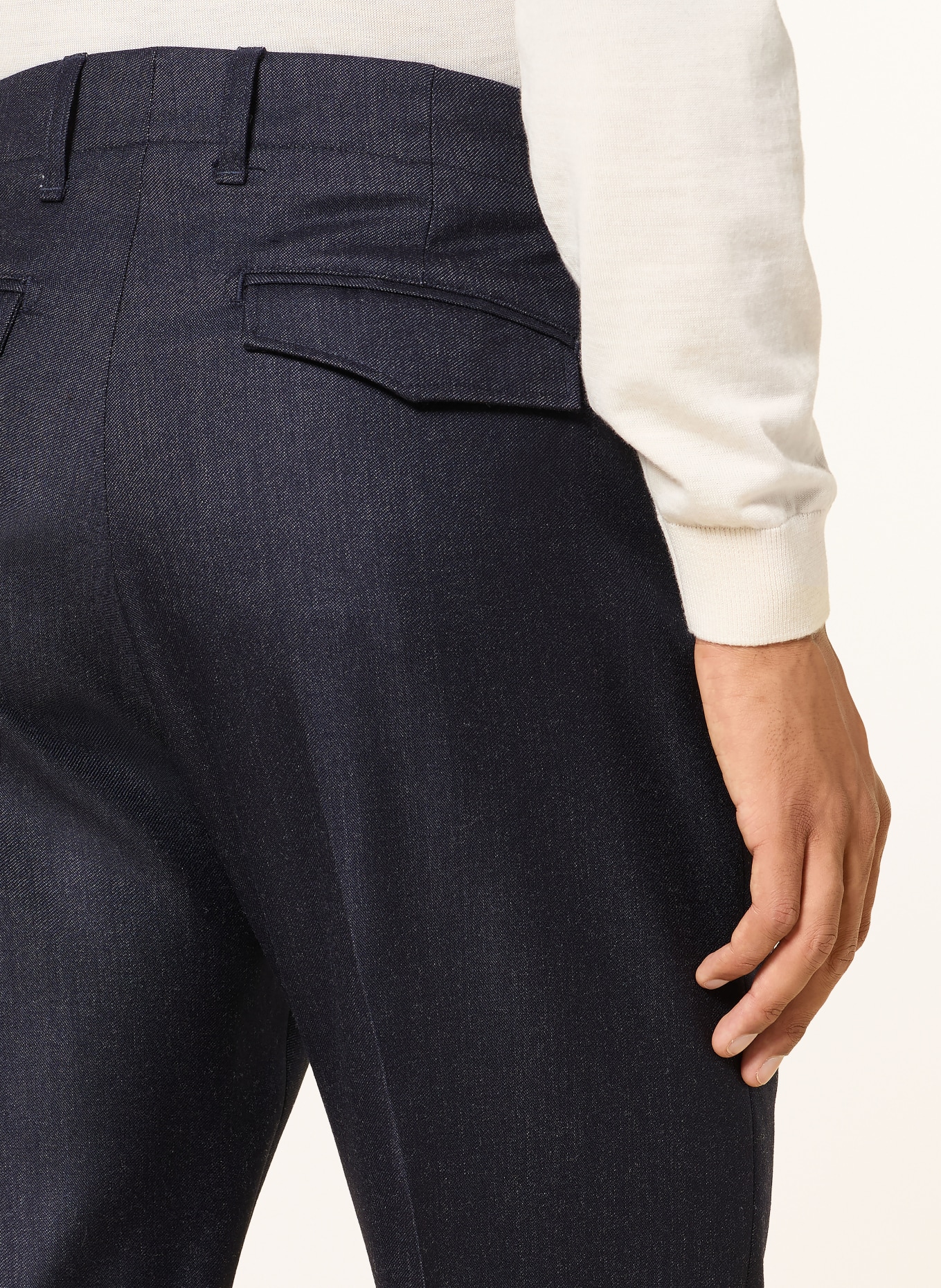 LARDINI Regular-Fit Denim-Look Chinos: 850 NAVY