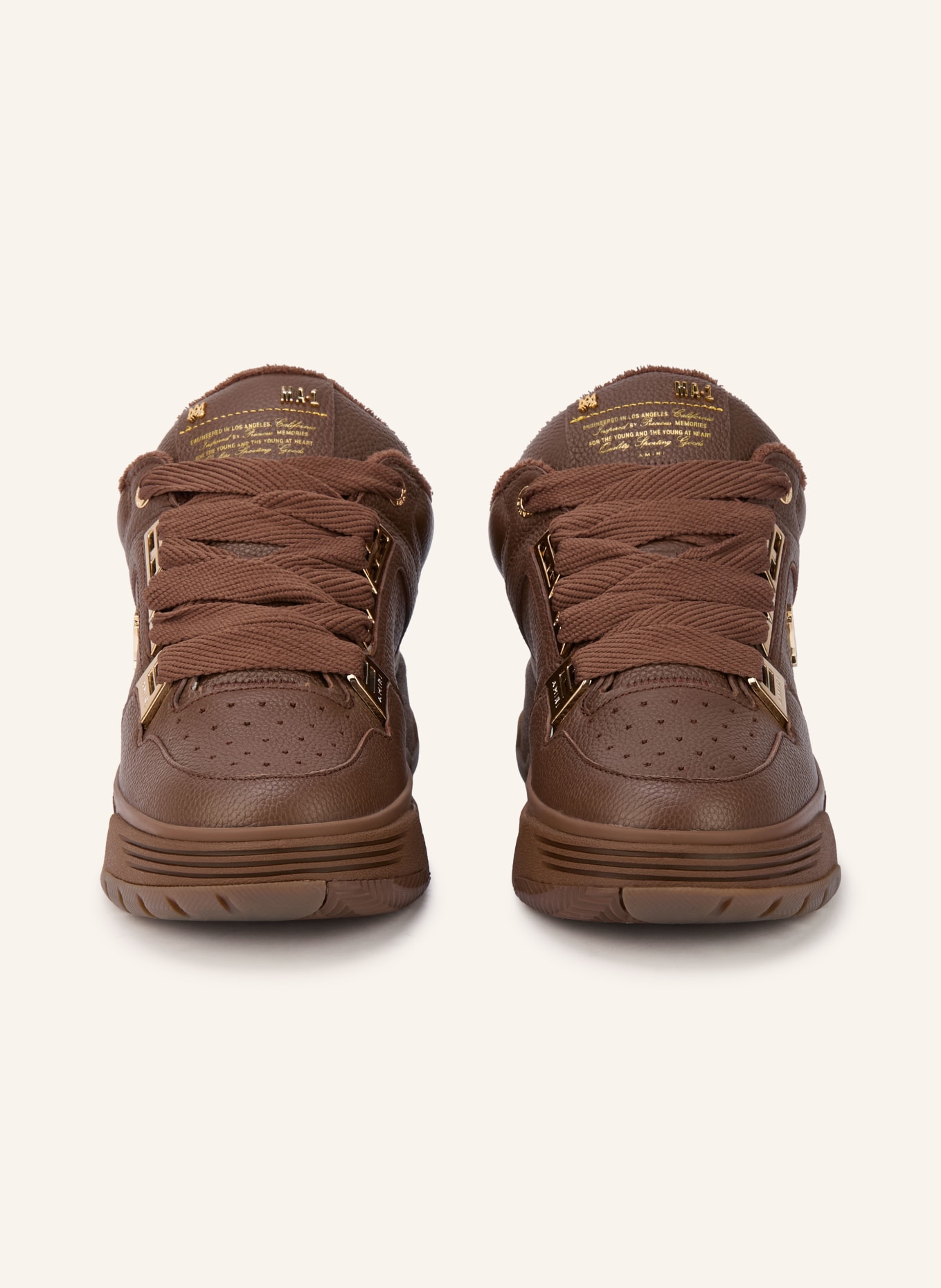 AMIRI CHROME MA-1 Sneakers: DARK BROWN / GOLD