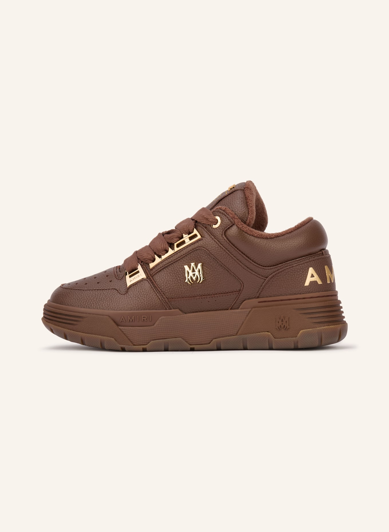 AMIRI CHROME MA-1 Sneakers: DARK BROWN / GOLD
