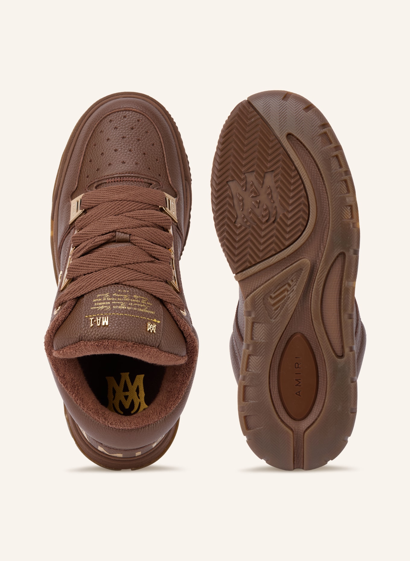 AMIRI CHROME MA-1 Sneakers: DARK BROWN / GOLD