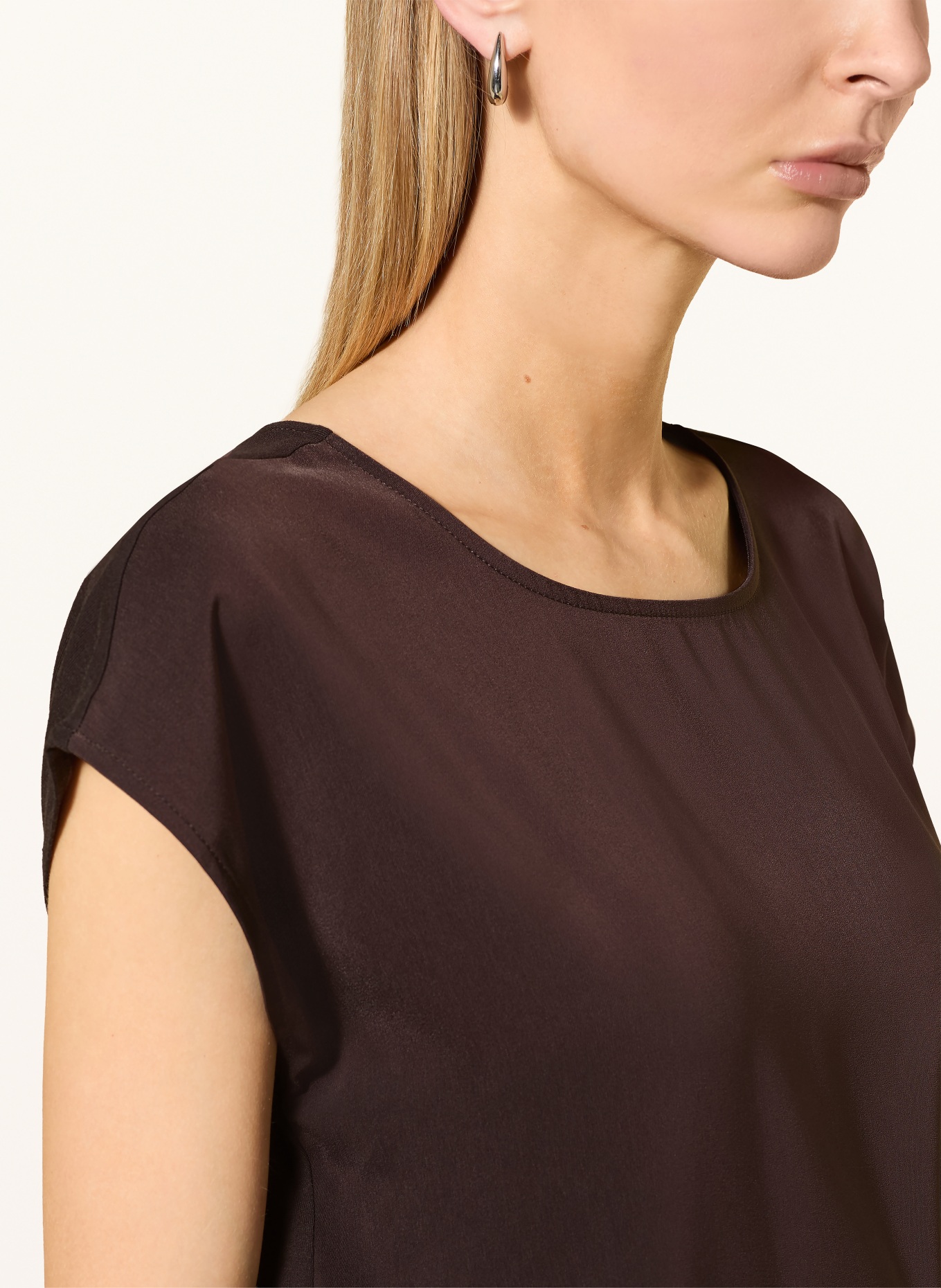 CARTOON Blusenshirt im Materialmix: DUNKELBRAUN