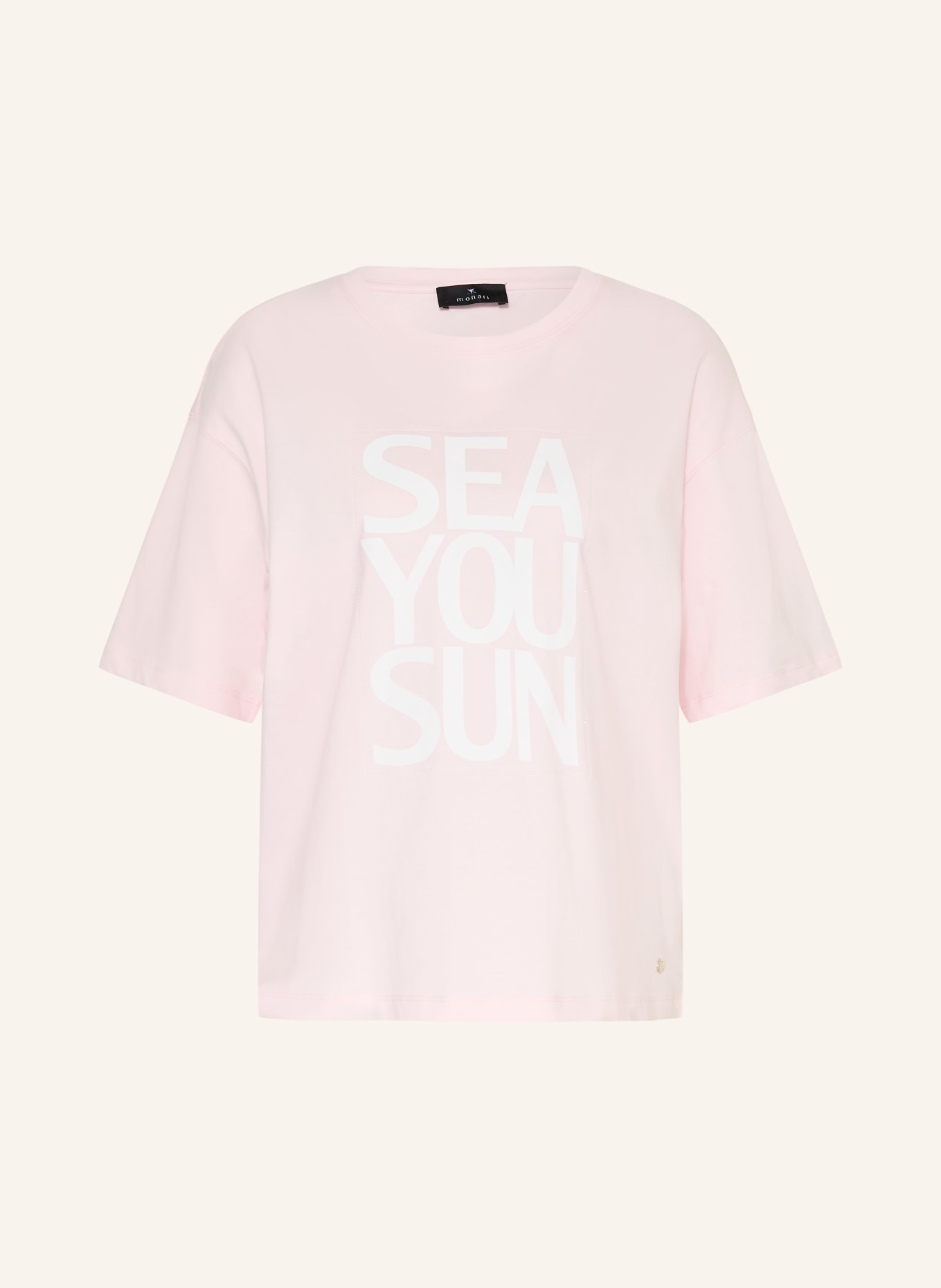 monari T-shirt orné de strass: ROSE CLAIR / BLANC