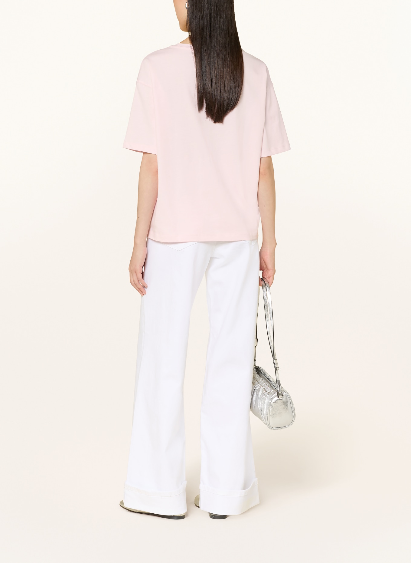 monari T-shirt orné de strass: ROSE CLAIR / BLANC