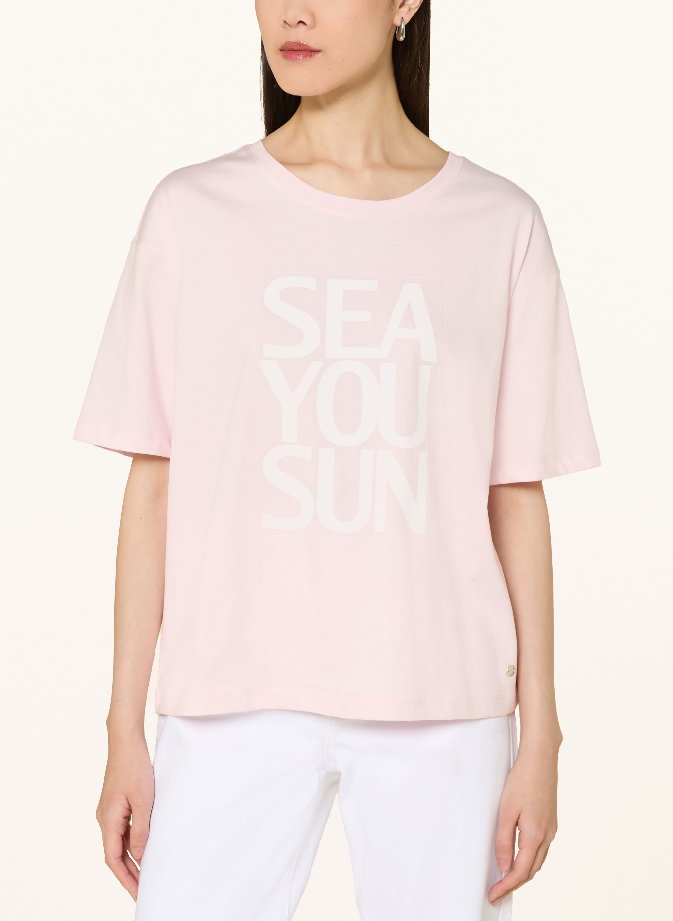 monari T-shirt orné de strass: ROSE CLAIR / BLANC