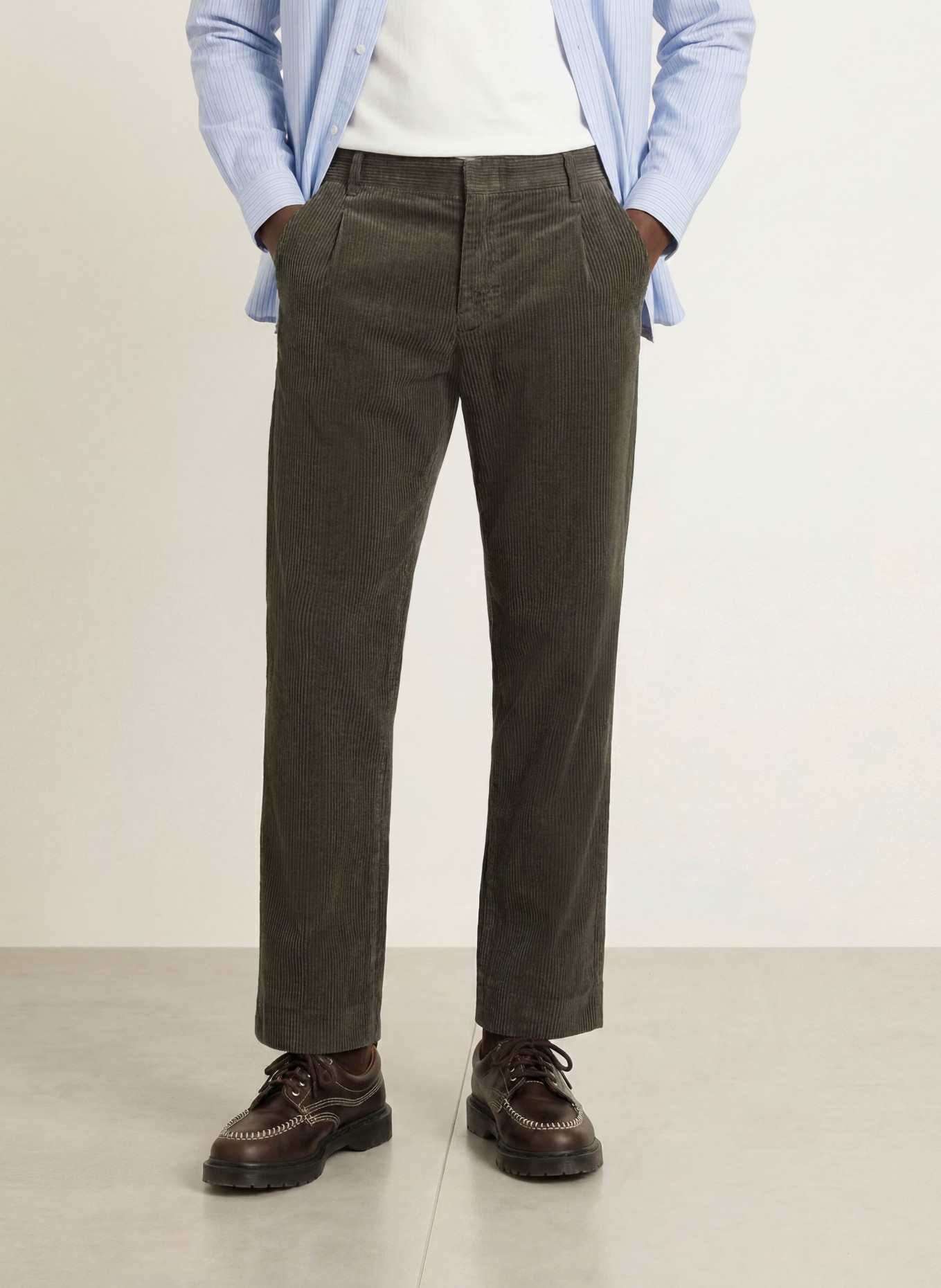 PAUL Corduroy Pants, Regular Fit: OLIVE