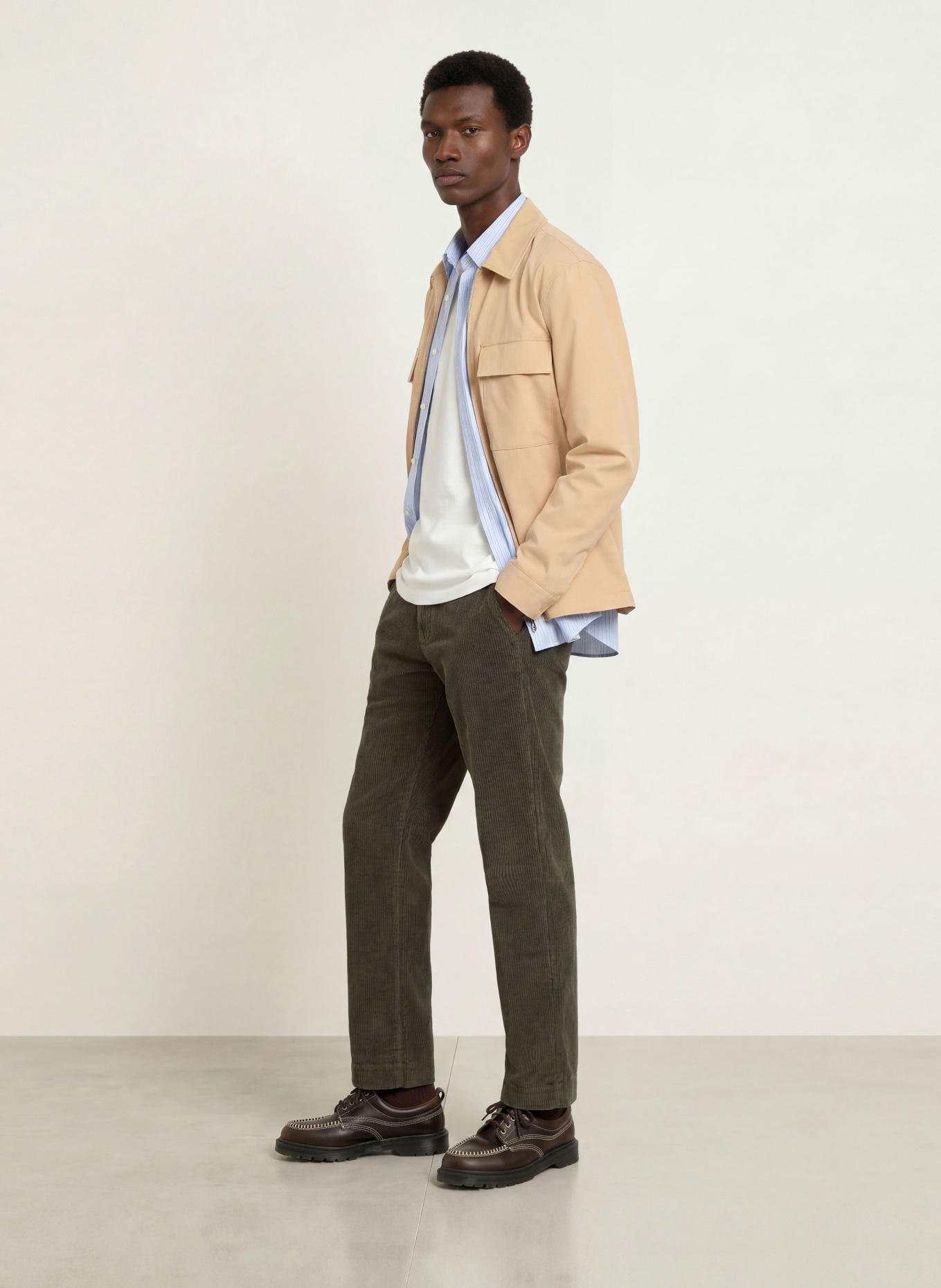 PAUL Corduroy Pants, Regular Fit: OLIVE