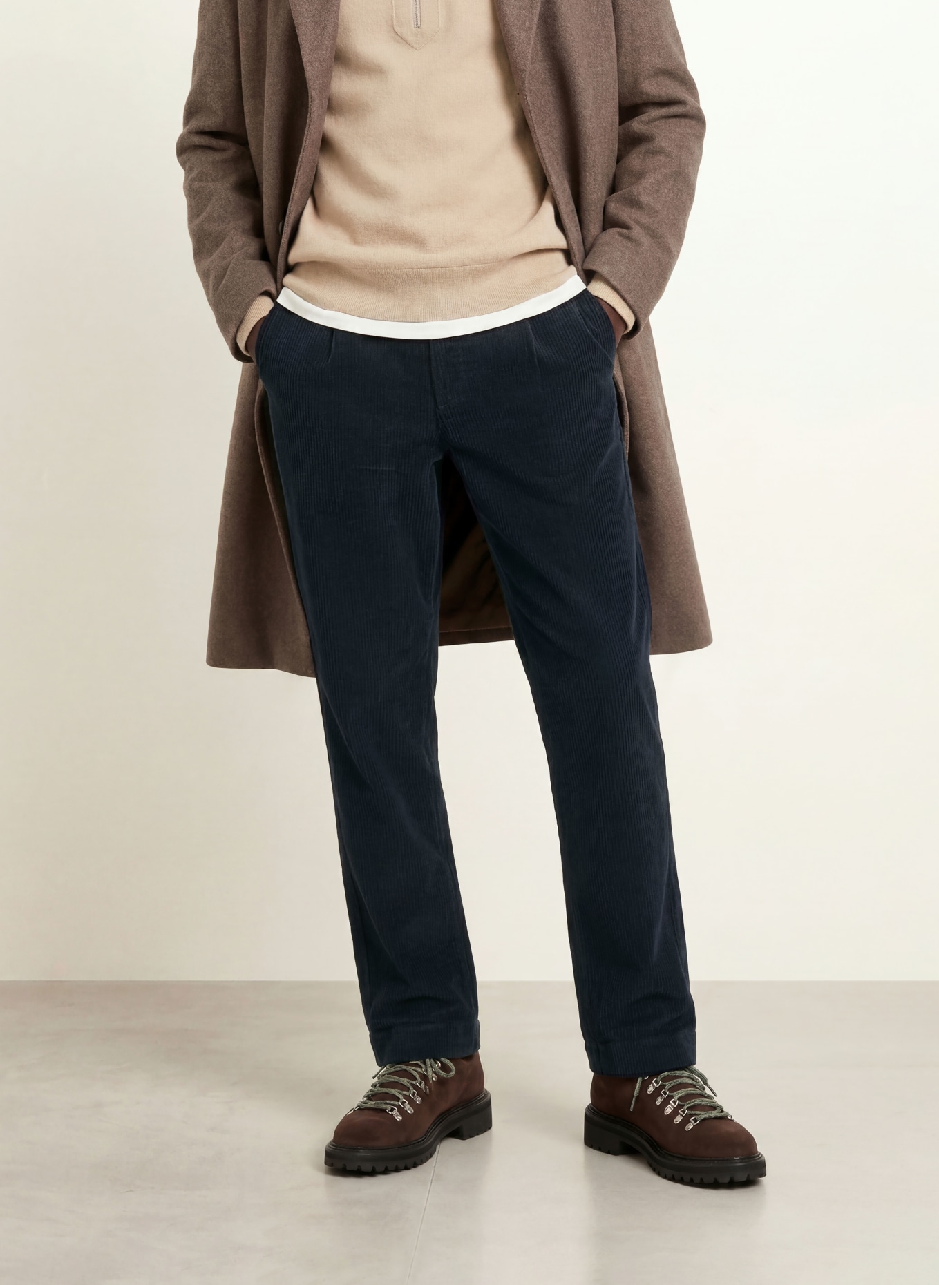 PAUL Corduroy Pants, Regular Fit: DARK BLUE