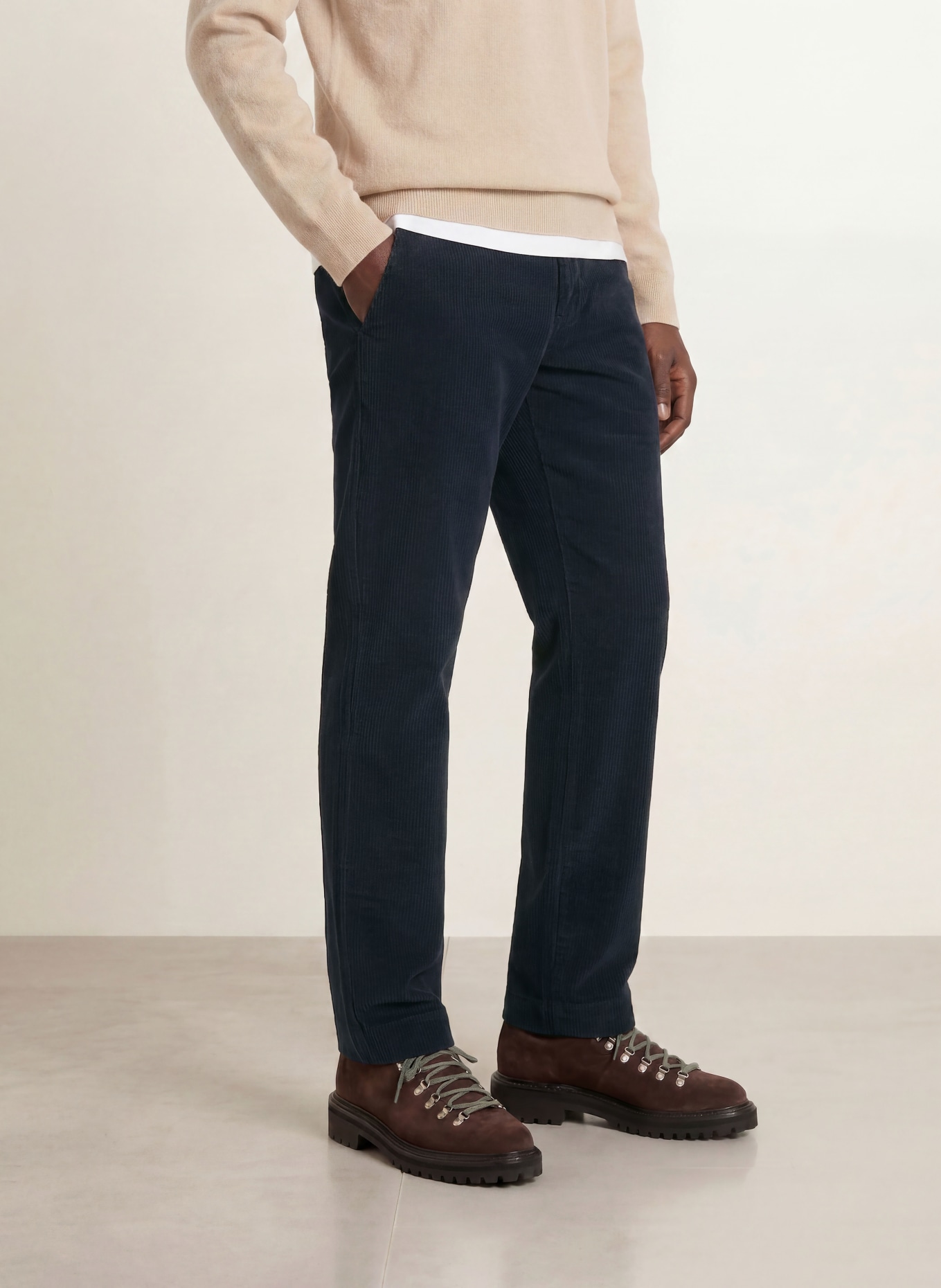 PAUL Corduroy Pants, Regular Fit: DARK BLUE