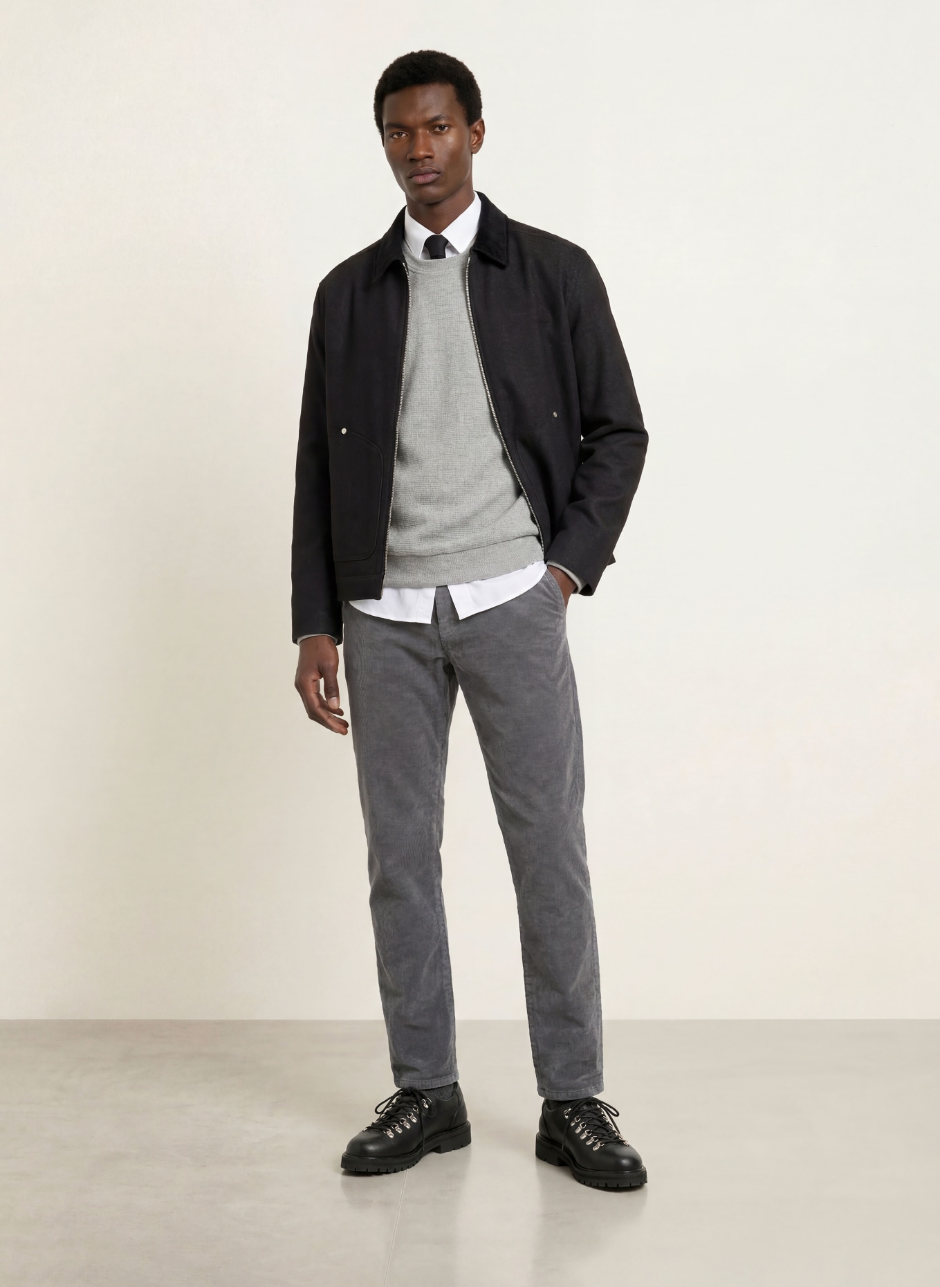 PAUL Corduroy Pants, Regular Fit: GRAY