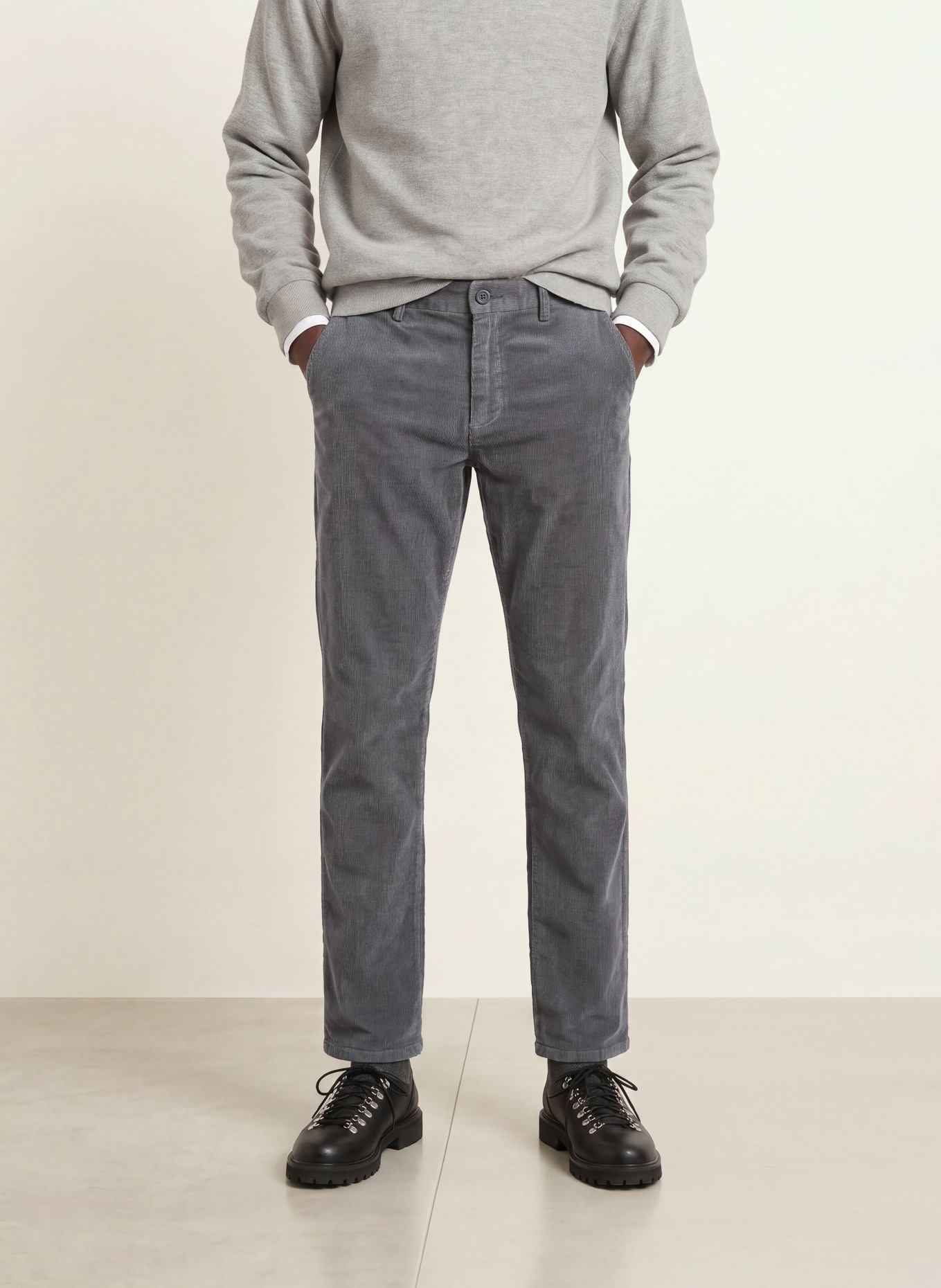 PAUL Corduroy Pants, Regular Fit: GRAY