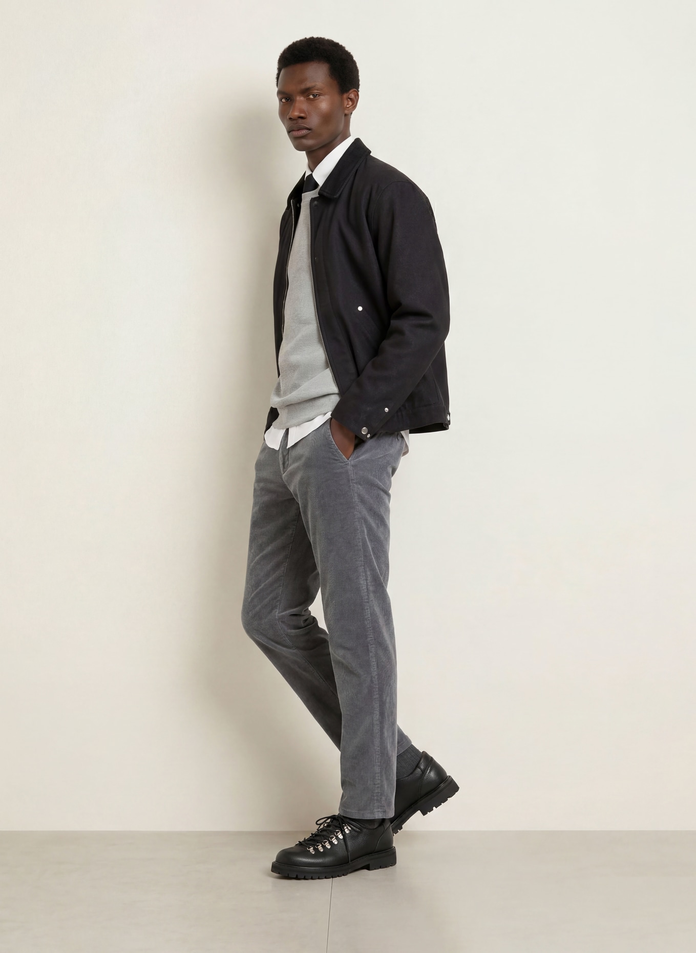 PAUL Corduroy Pants, Regular Fit: GRAY