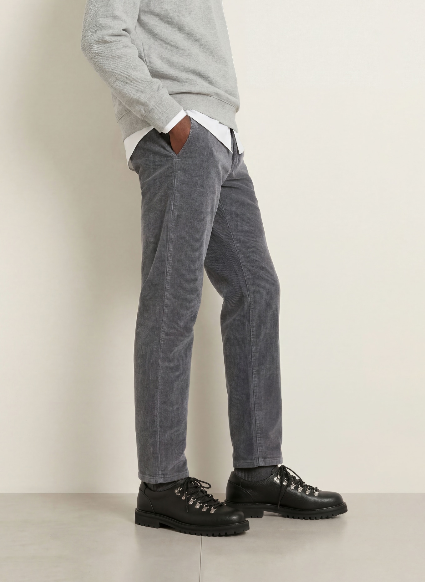 PAUL Corduroy Pants, Regular Fit: GRAY