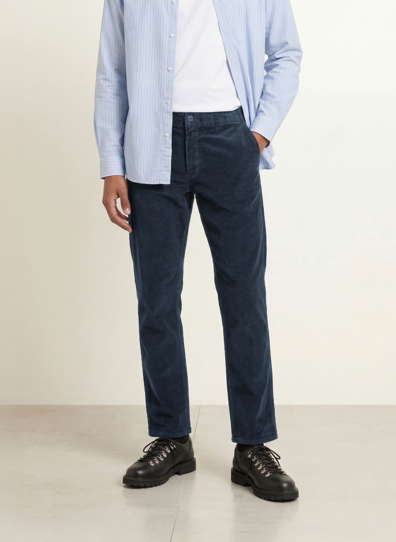 PAUL Corduroy Pants, Regular Fit: DARK BLUE