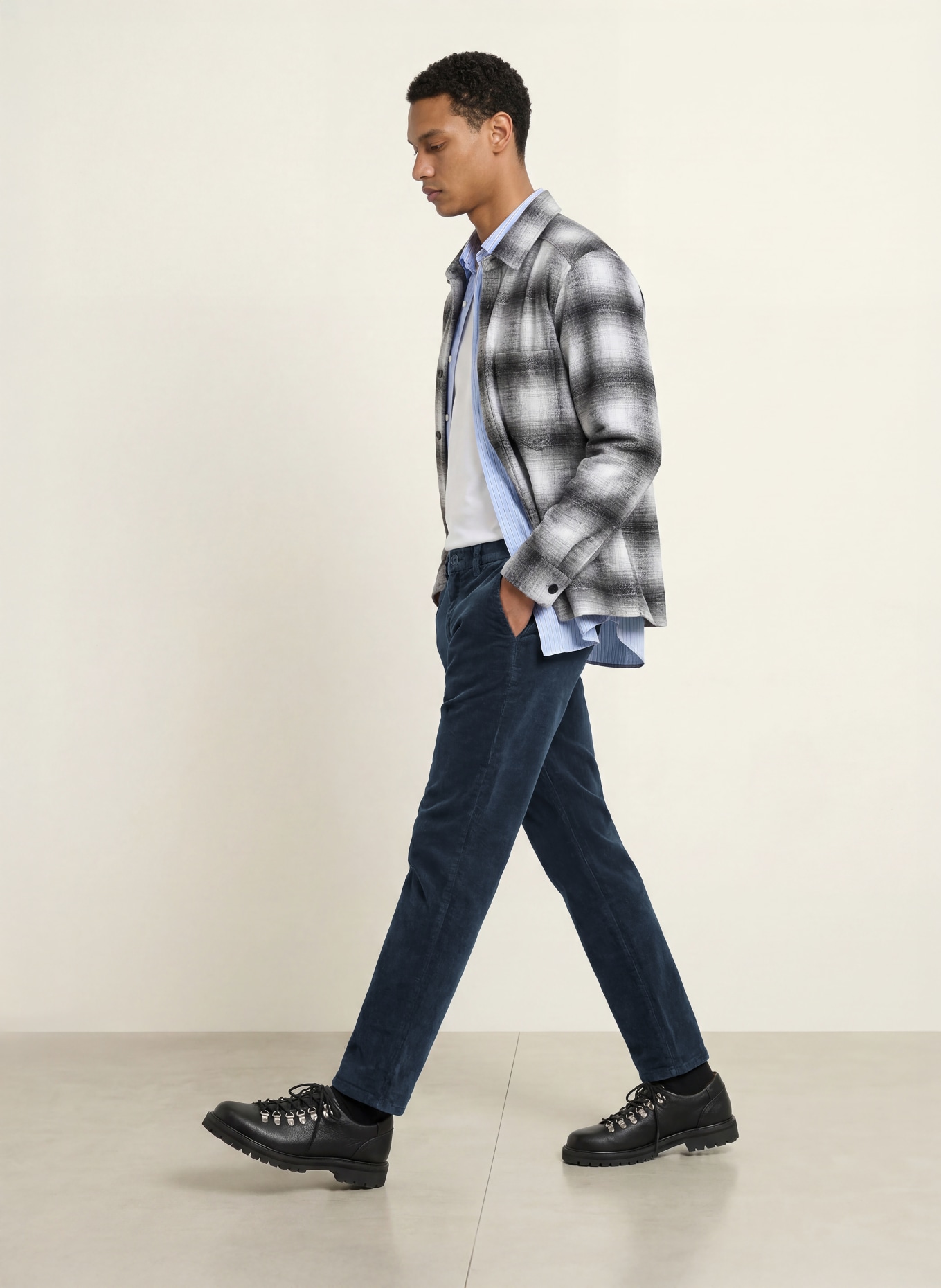 PAUL Corduroy Pants, Regular Fit: DARK BLUE