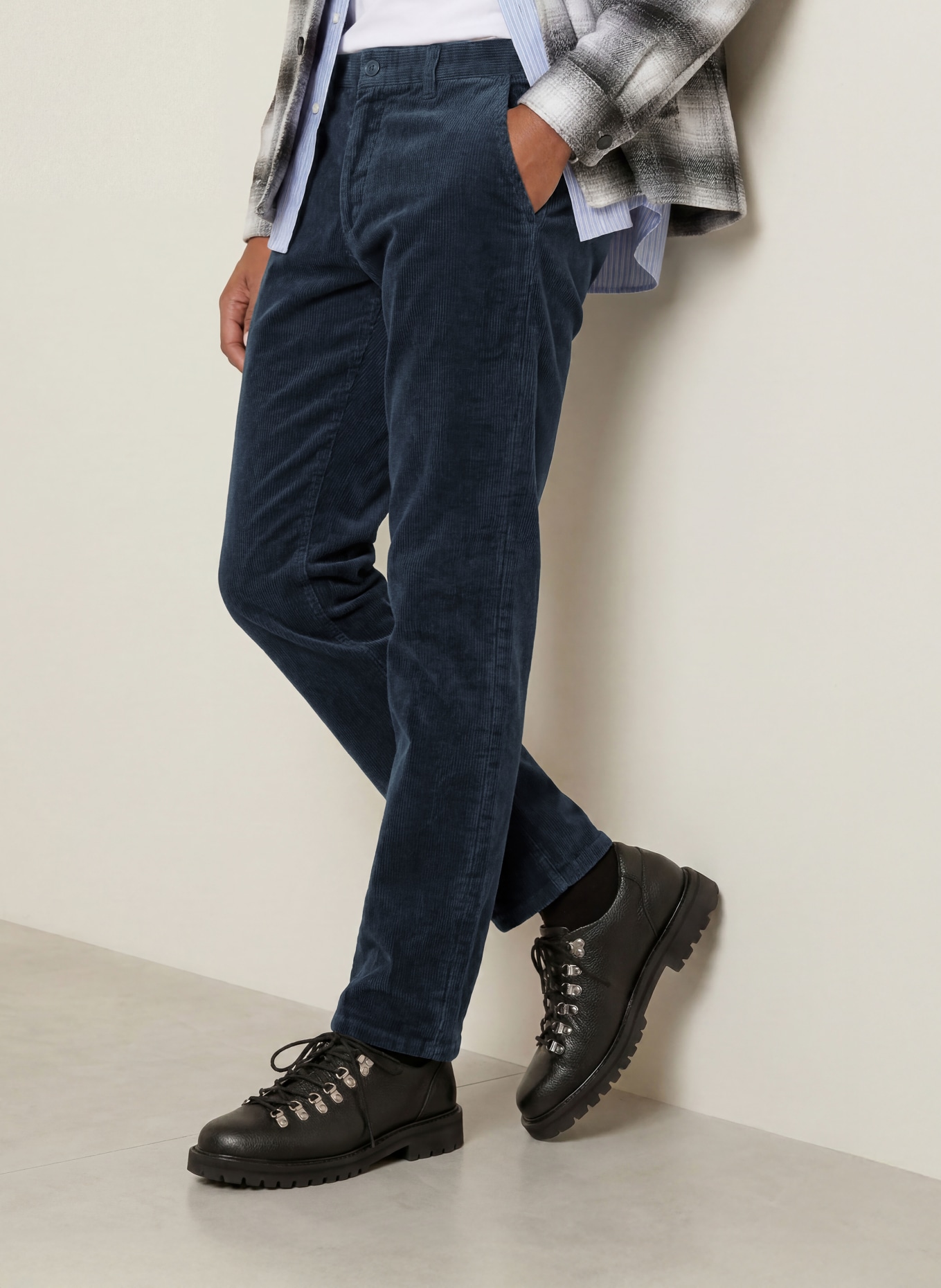 PAUL Corduroy Pants, Regular Fit: DARK BLUE
