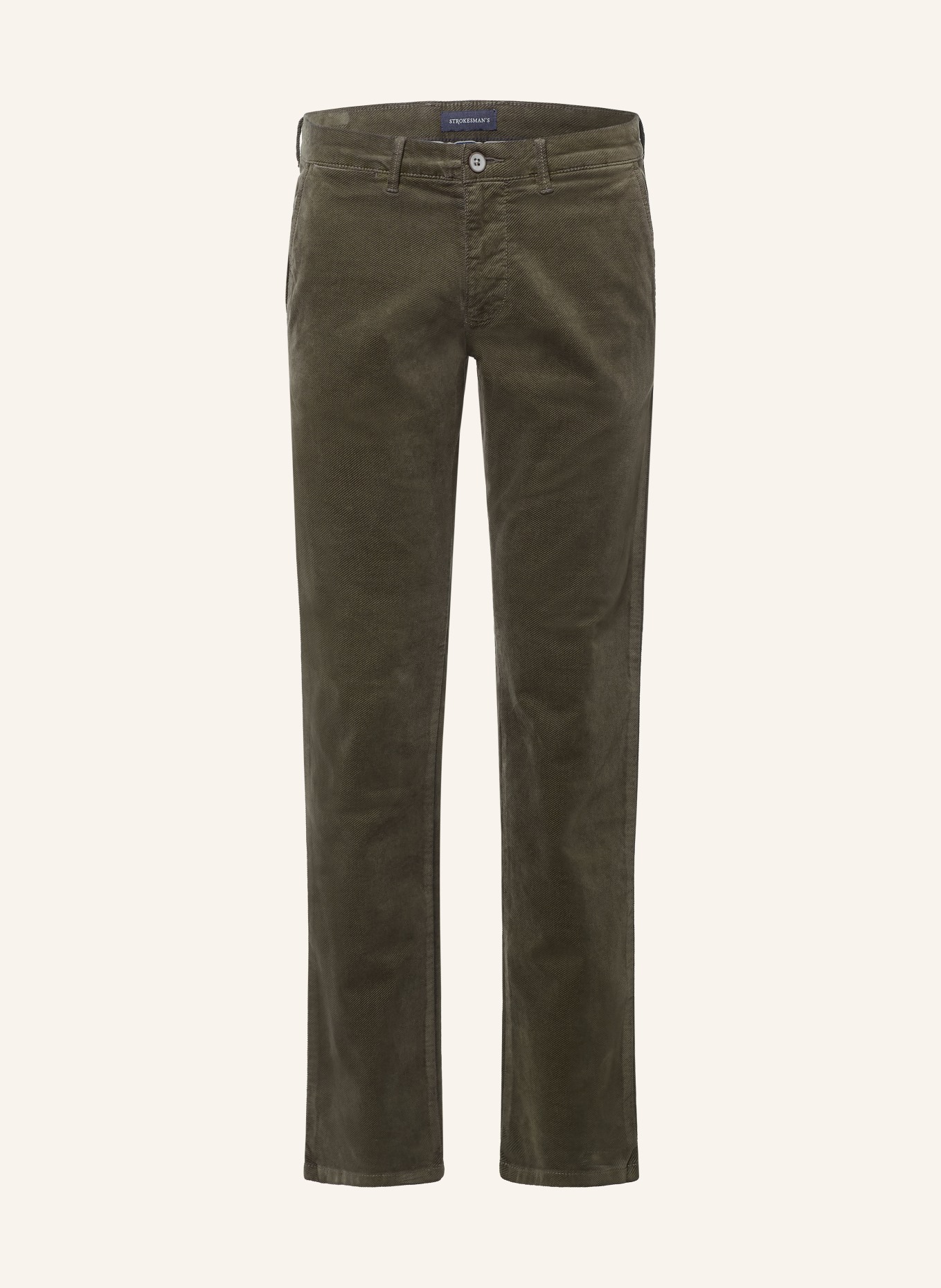 STROKESMAN'S Slim-fit velvet chinos: KHAKI