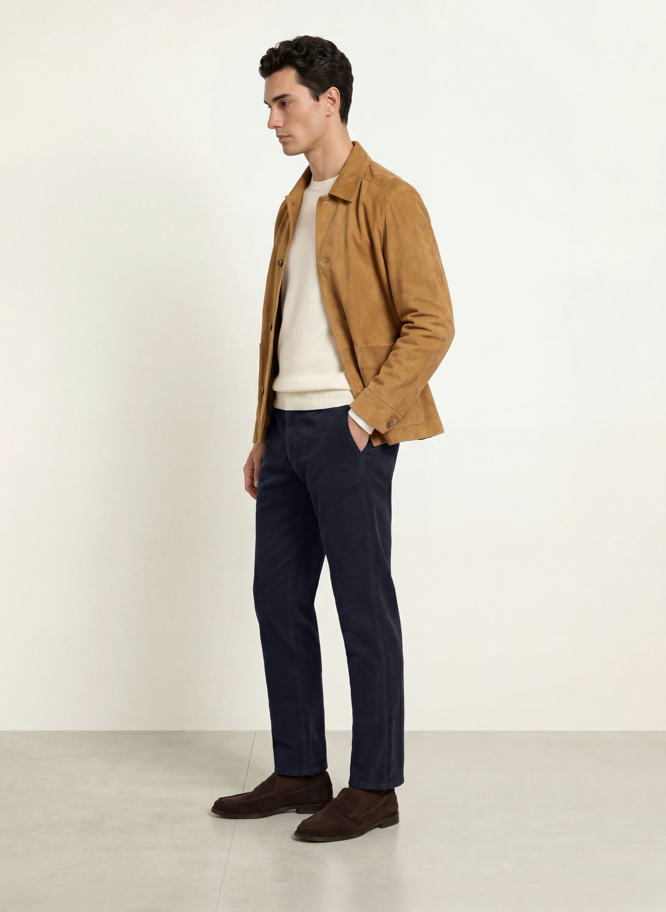 STROKESMAN'S Slim-fit velvet chinos: DARK BLUE