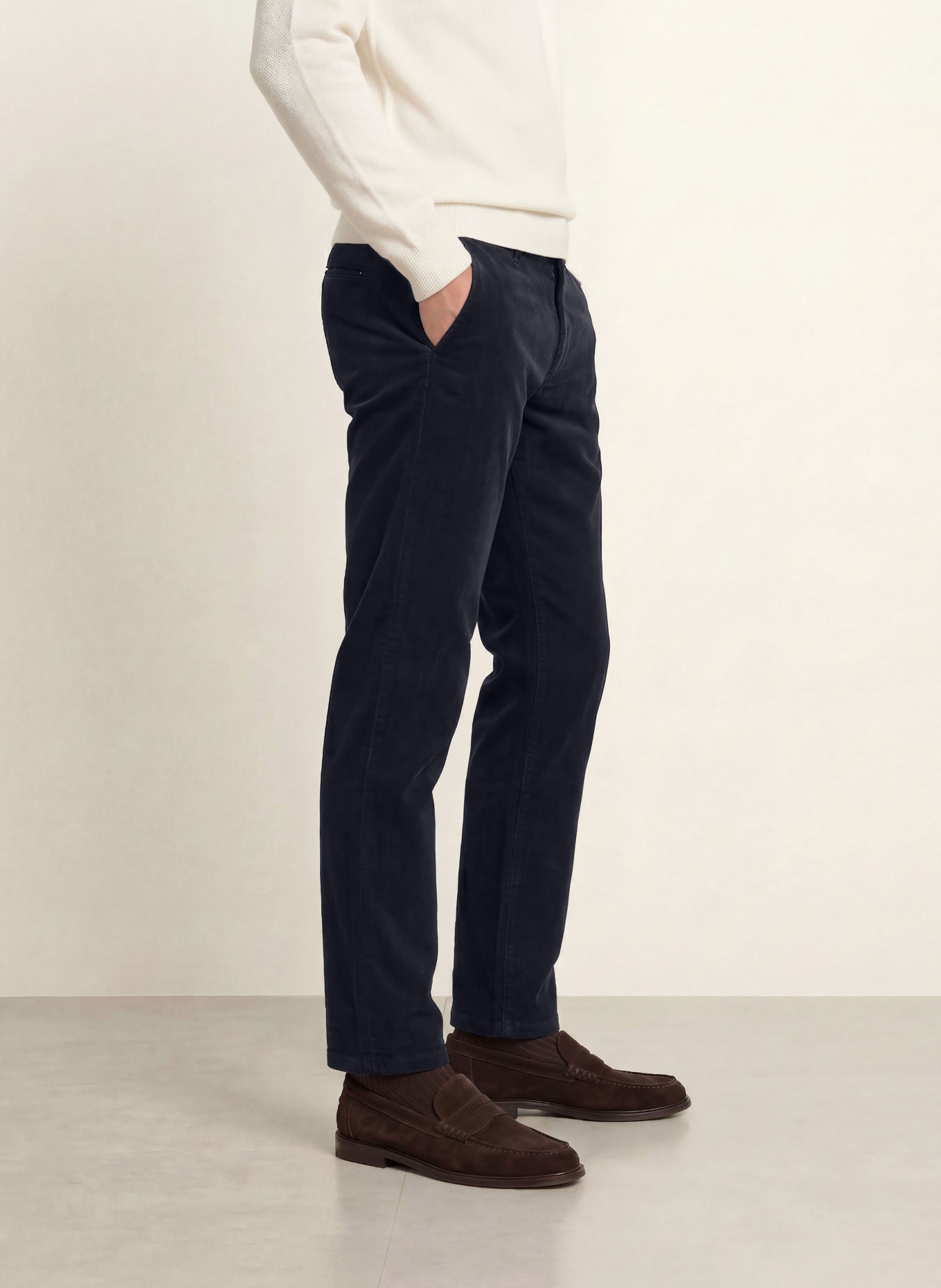 STROKESMAN'S Slim-fit velvet chinos: DARK BLUE