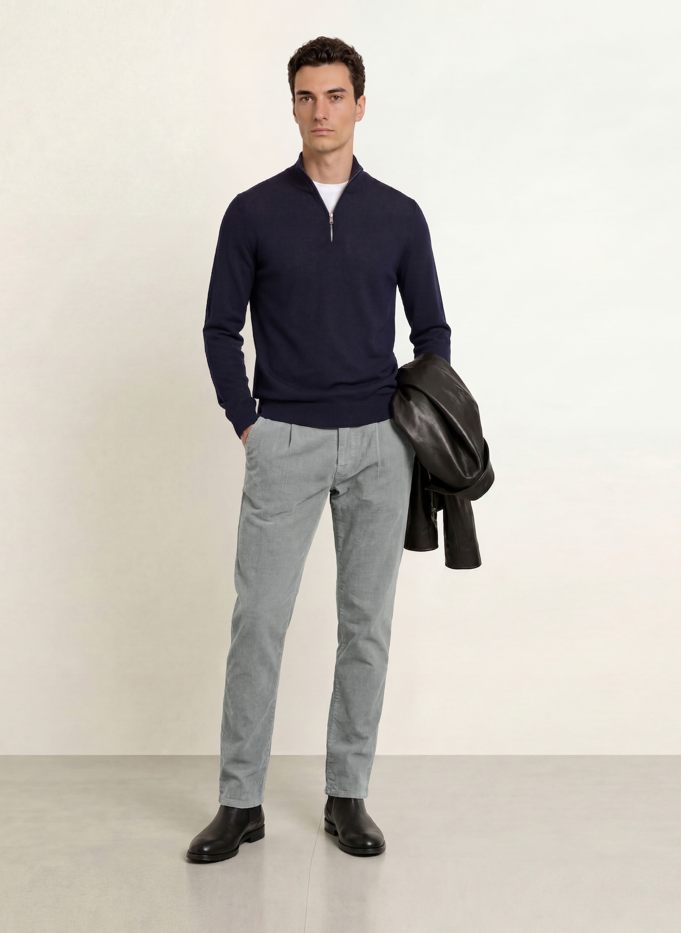STROKESMAN'S Corduroy Pants, Tapered Fit: GRAY