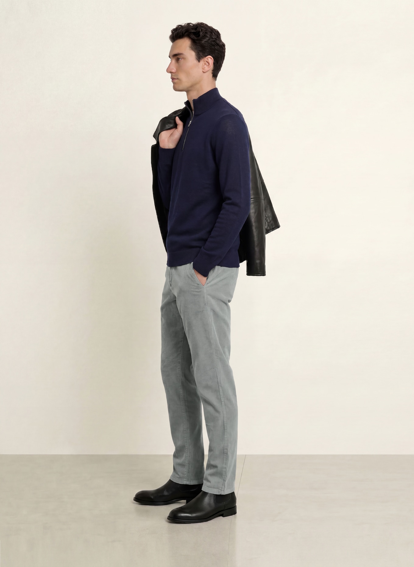 STROKESMAN'S Corduroy Pants, Tapered Fit: GRAY