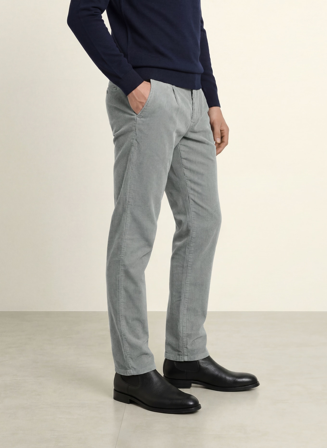 STROKESMAN'S Corduroy Pants, Tapered Fit: GRAY