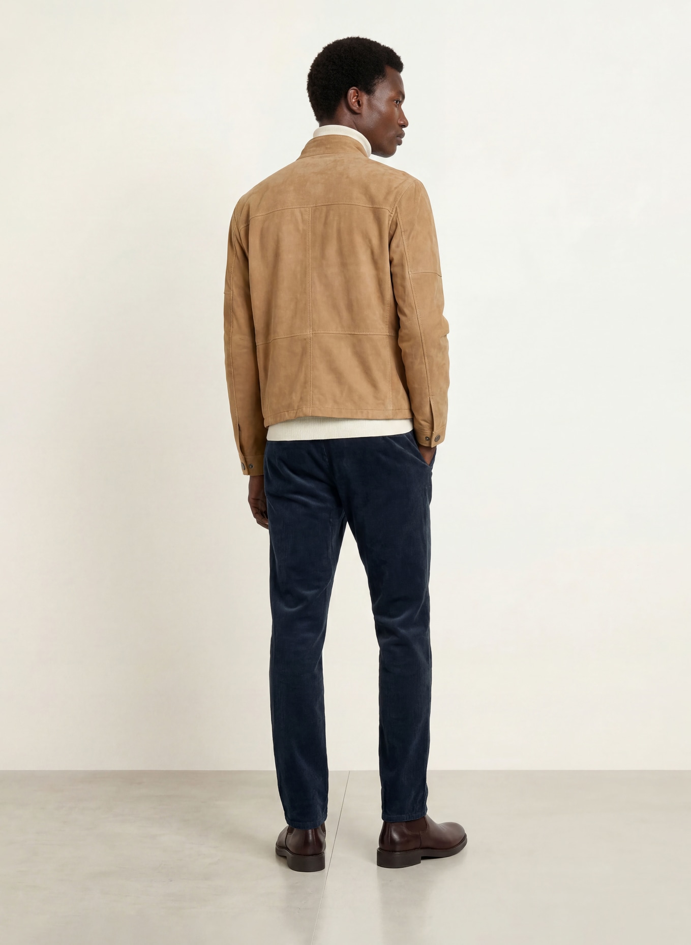 STROKESMAN'S Corduroy Pants, Tapered Fit: DARK BLUE