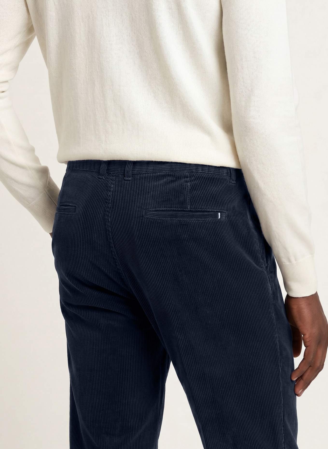 STROKESMAN'S Corduroy Pants, Tapered Fit: DARK BLUE