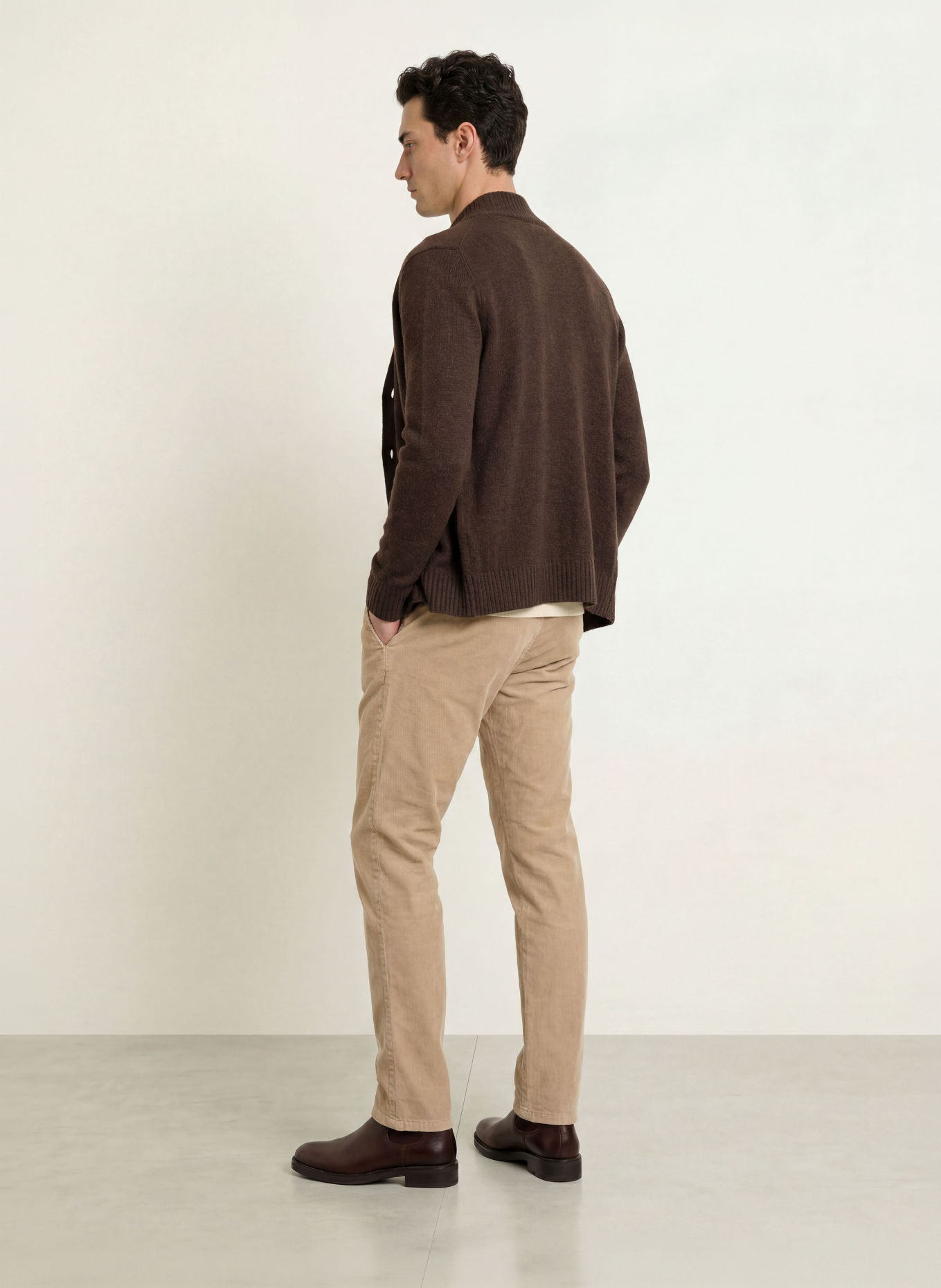 STROKESMAN'S Slim-fit corduroy pants: BEIGE
