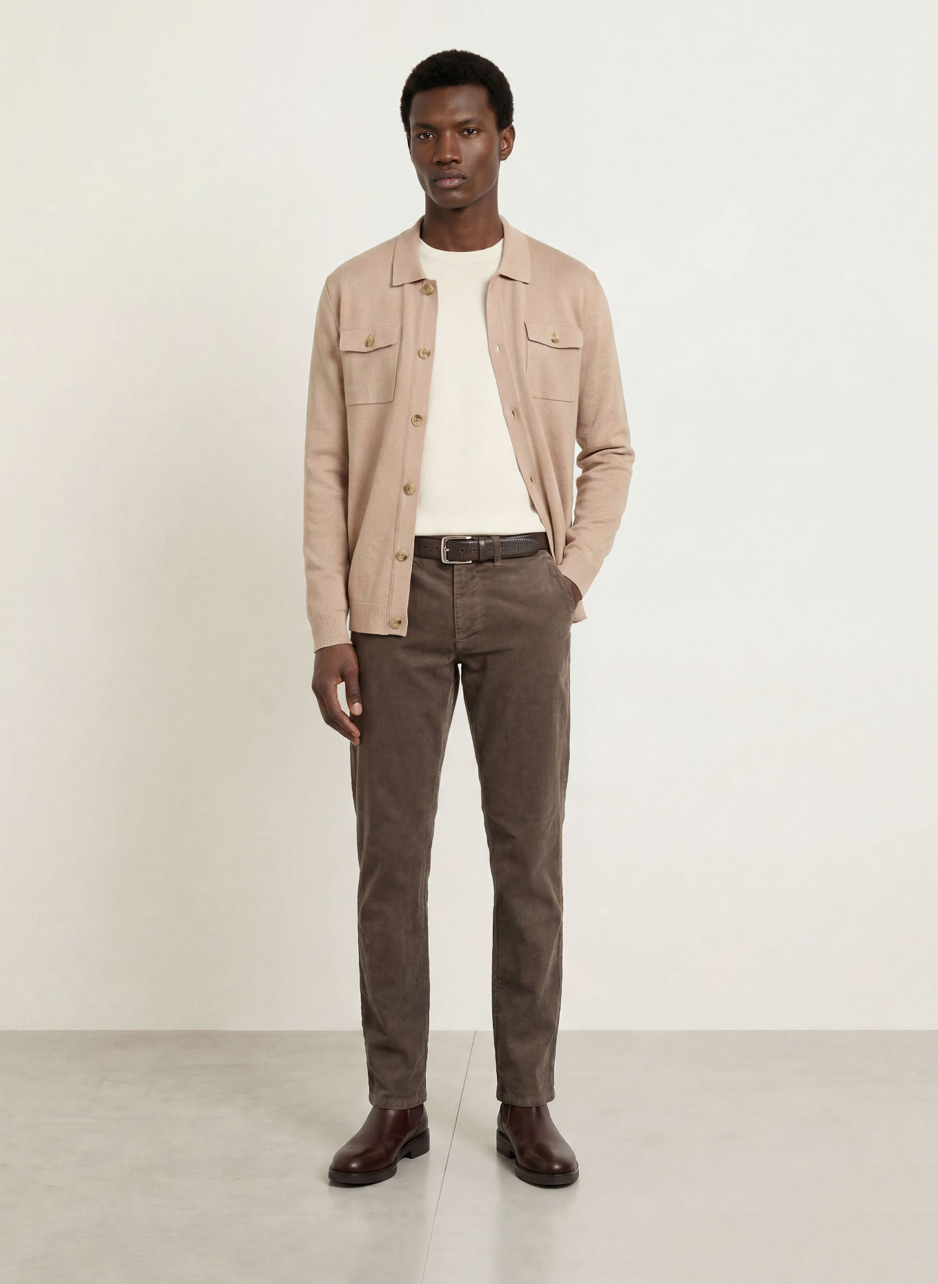 STROKESMAN'S Spodnie z sztruksu o kroju slim fit: OLIWKOWY