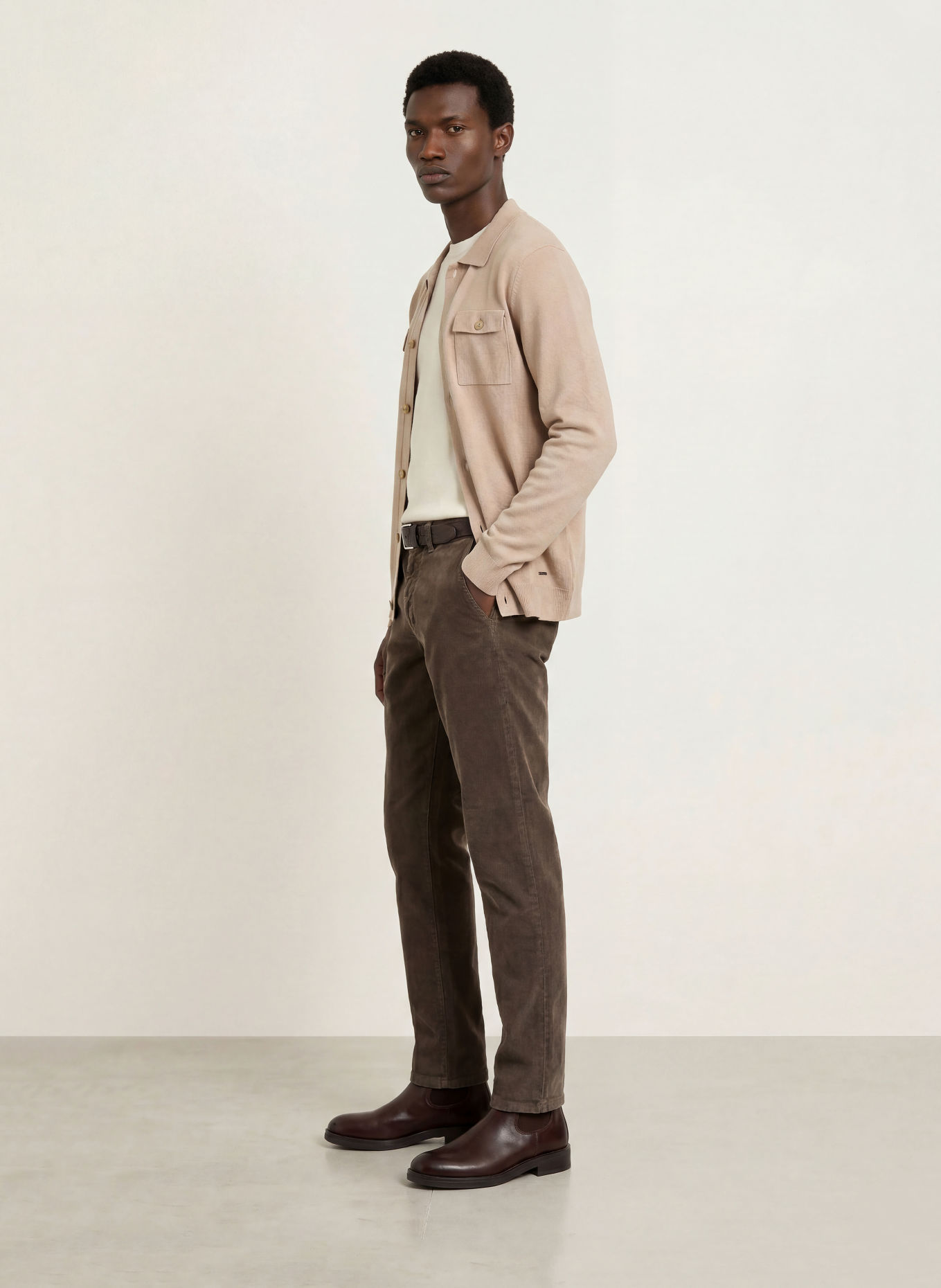 STROKESMAN'S Spodnie z sztruksu o kroju slim fit: OLIWKOWY