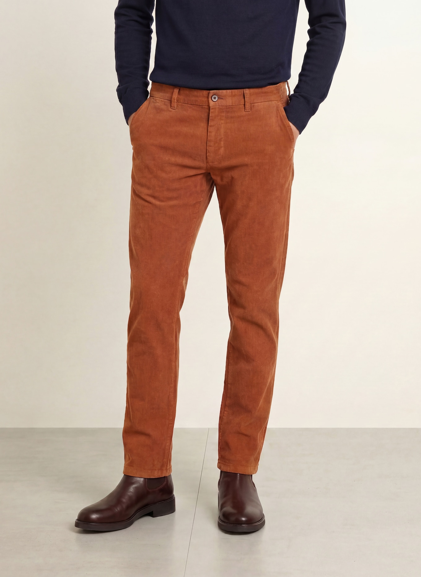 STROKESMAN'S Slim-fit corduroy pants: BROWN