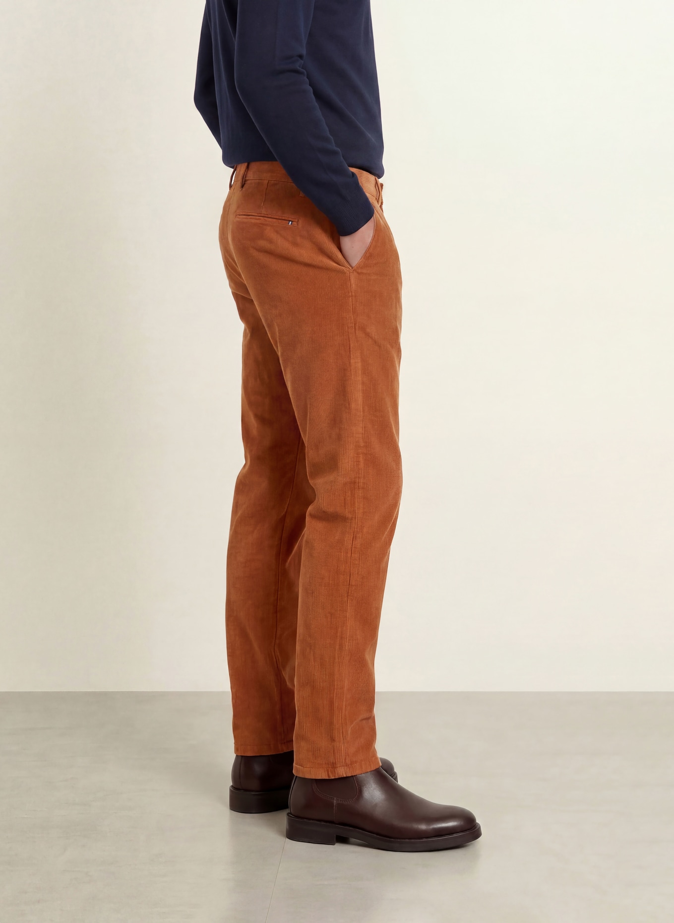 STROKESMAN'S Slim-fit corduroy pants: BROWN