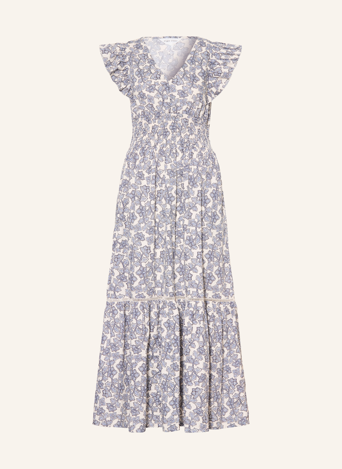 Part Two Jurk DIZAPW met volants: BLAUW / ECRU