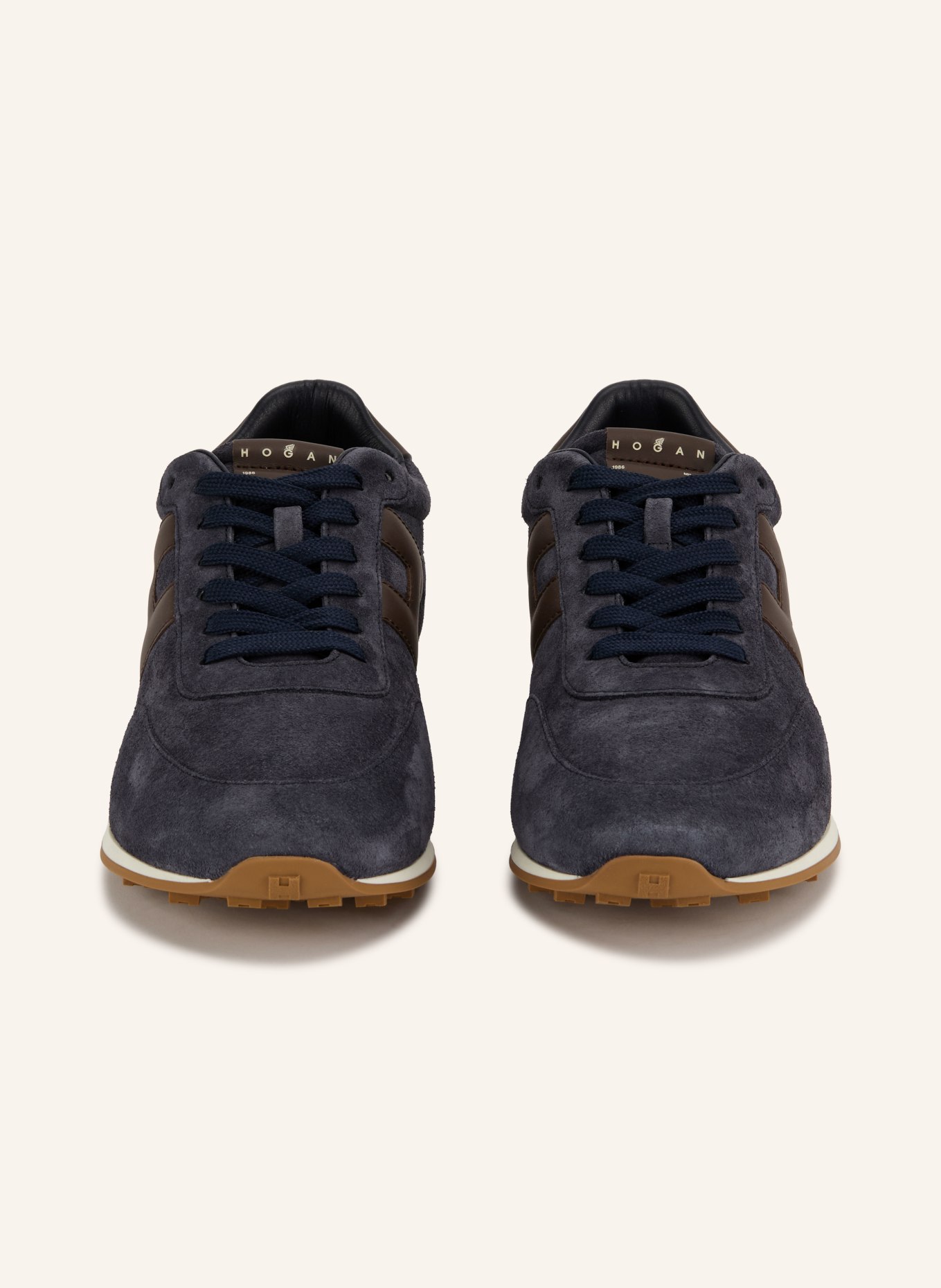 HOGAN Sneakersy H699: GRANATOWY / CIEMNOBRĄZOWY