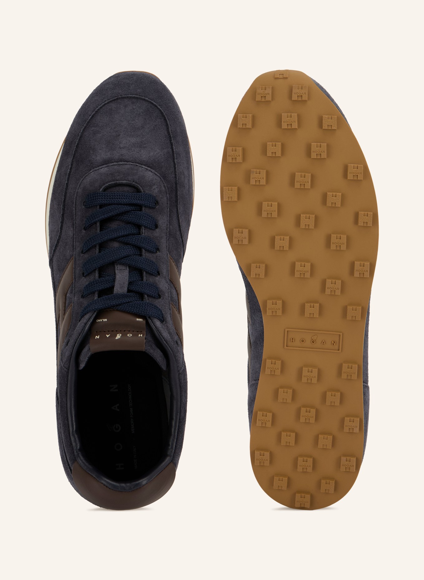 HOGAN Sneakersy H699: GRANATOWY / CIEMNOBRĄZOWY