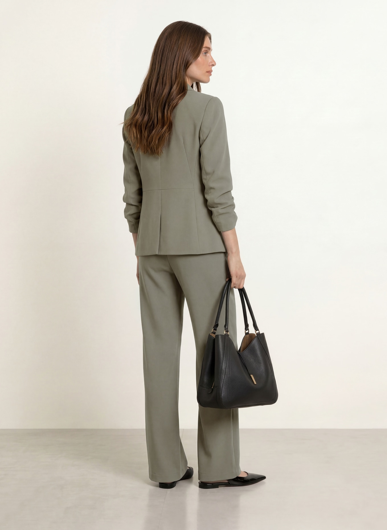 BOSS JIA Blazer with 3/4-length sleeves: KHAKI