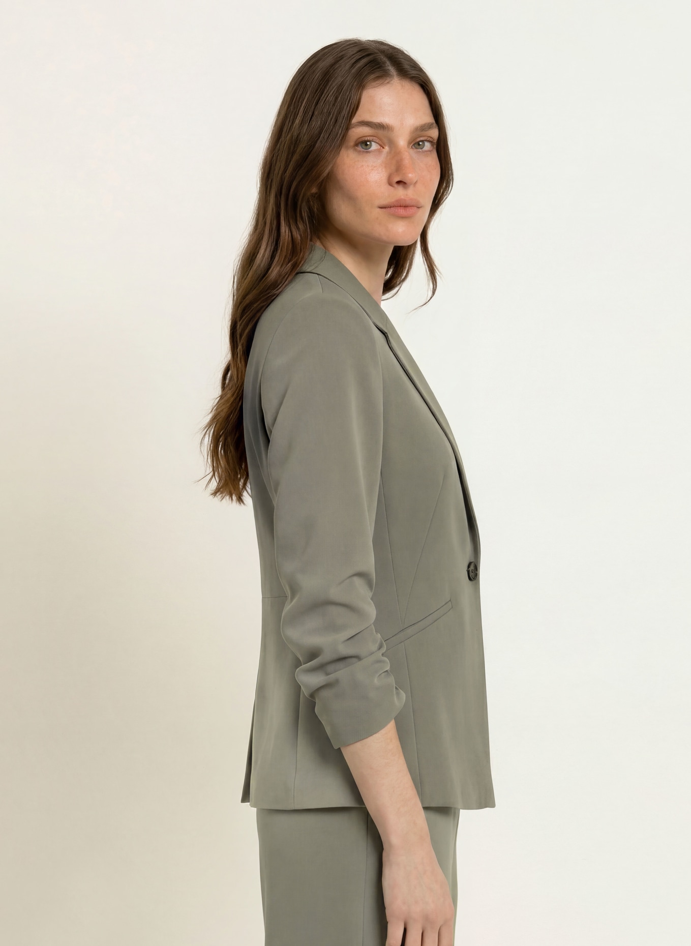 BOSS JIA Blazer with 3/4-length sleeves: KHAKI