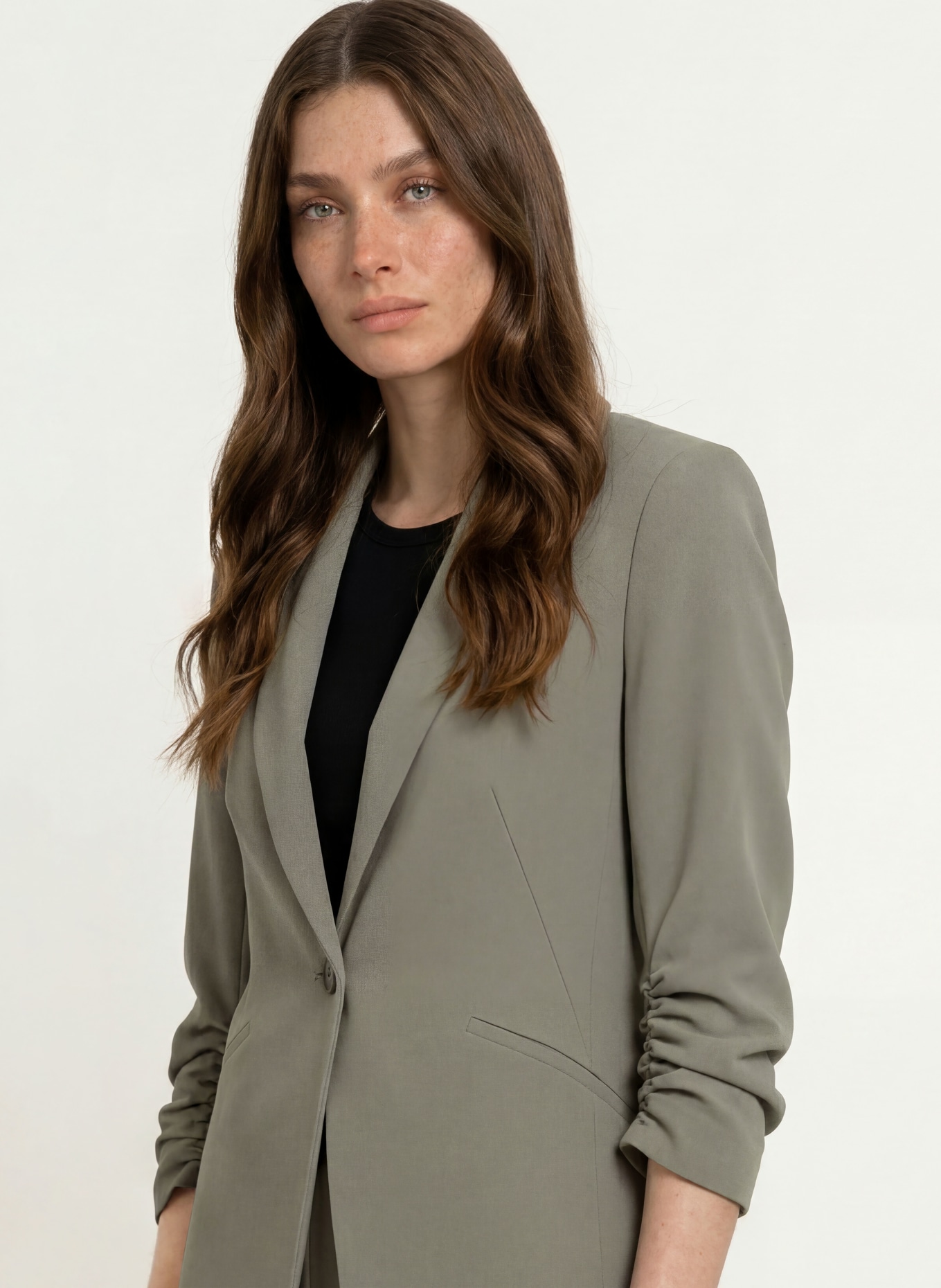 BOSS JIA Blazer with 3/4-length sleeves: KHAKI