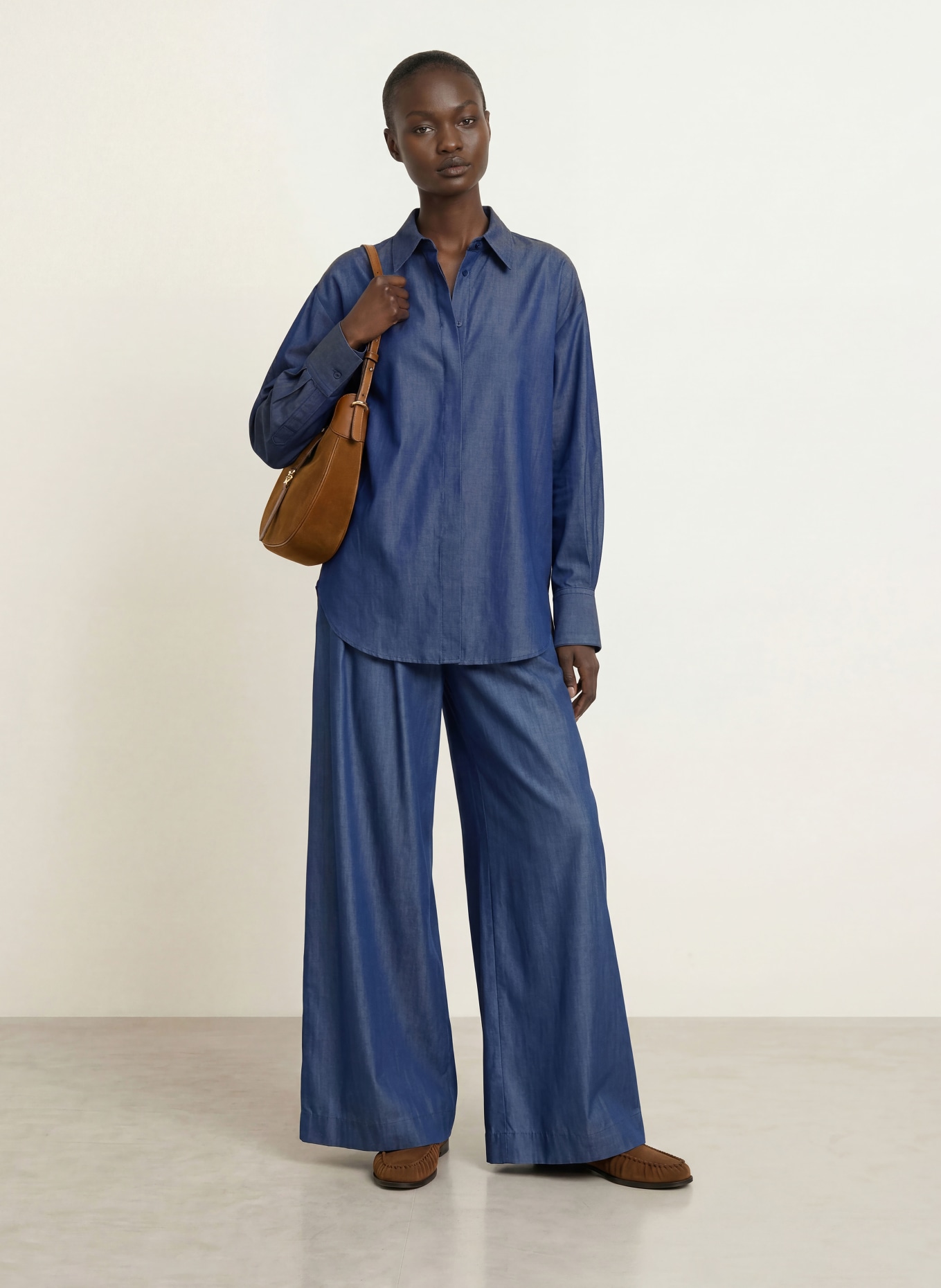 BOSS TALINI Wide-leg trousers: DARK BLUE