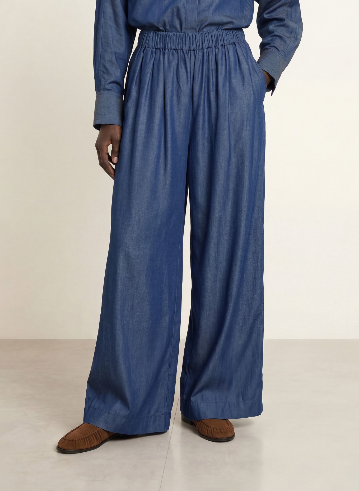 BOSS TALINI Wide-leg trousers: DARK BLUE