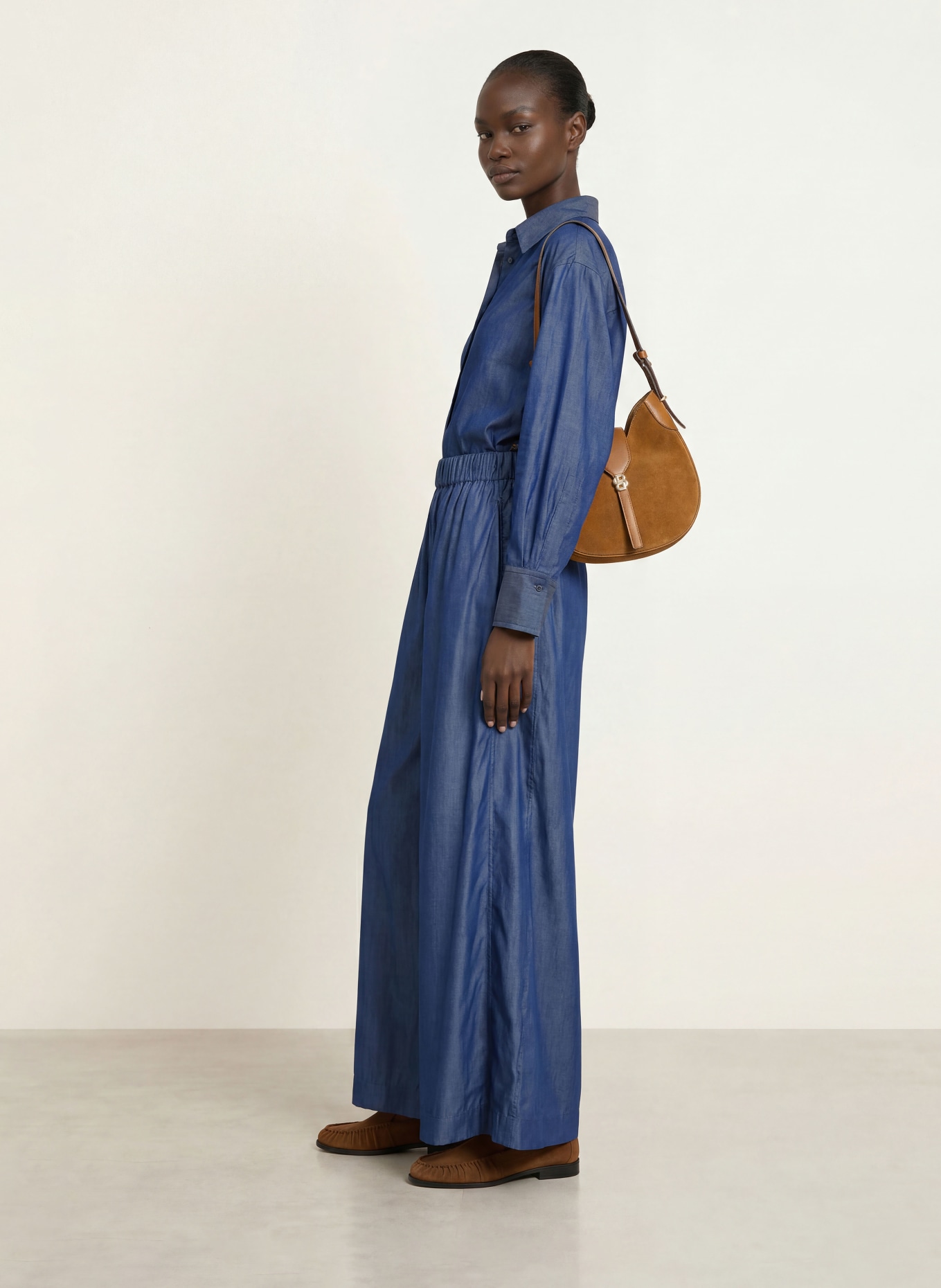 BOSS TALINI Wide-leg trousers: DARK BLUE