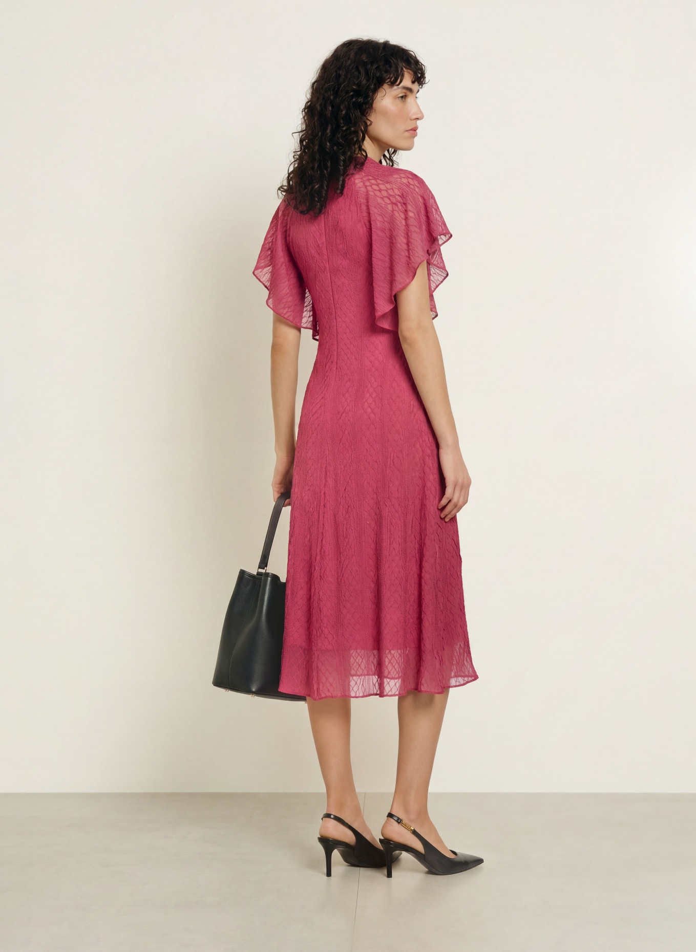 BOSS Kleid DACOPE mit Volants: HELLROT