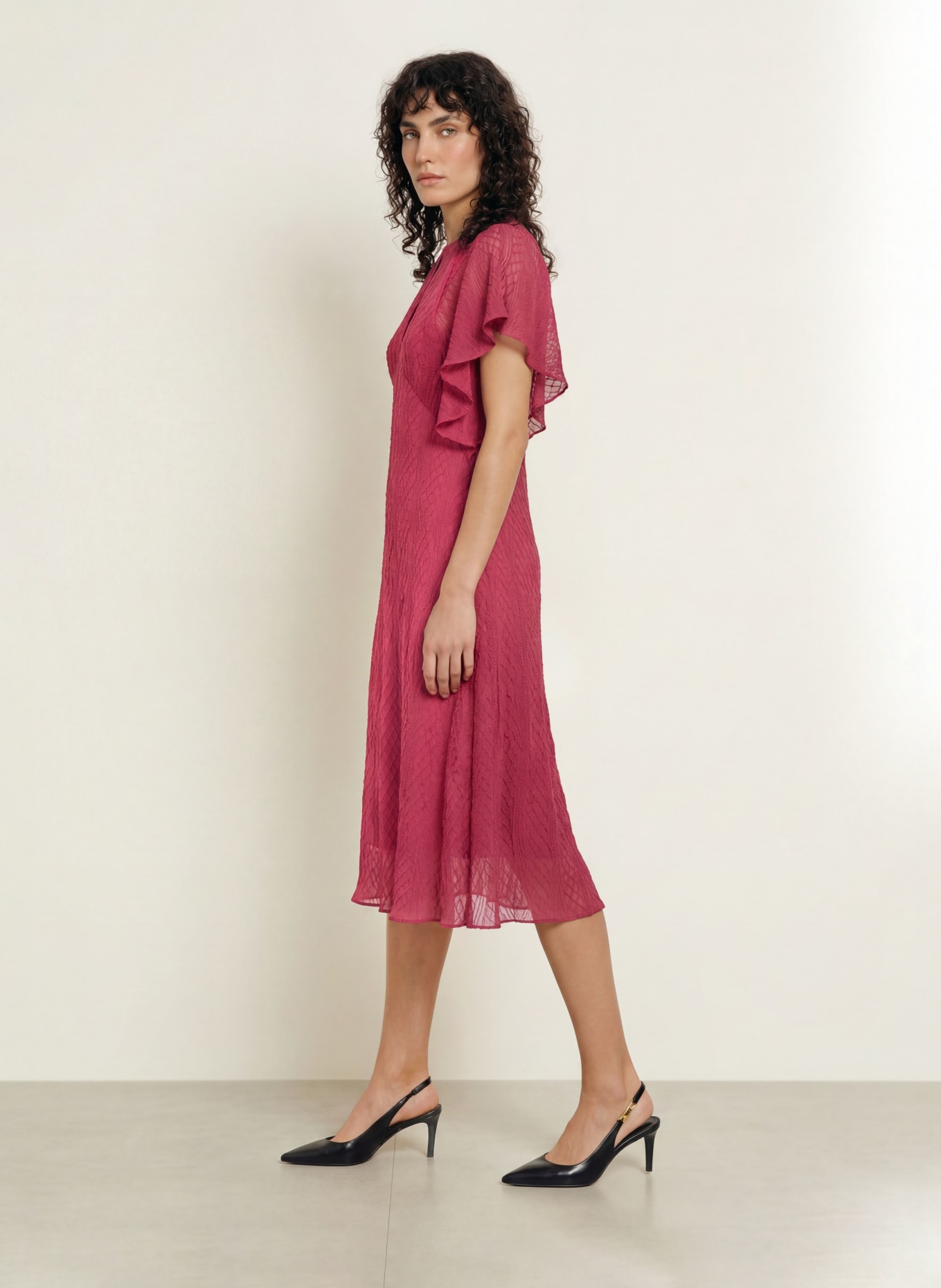 BOSS Kleid DACOPE mit Volants: HELLROT