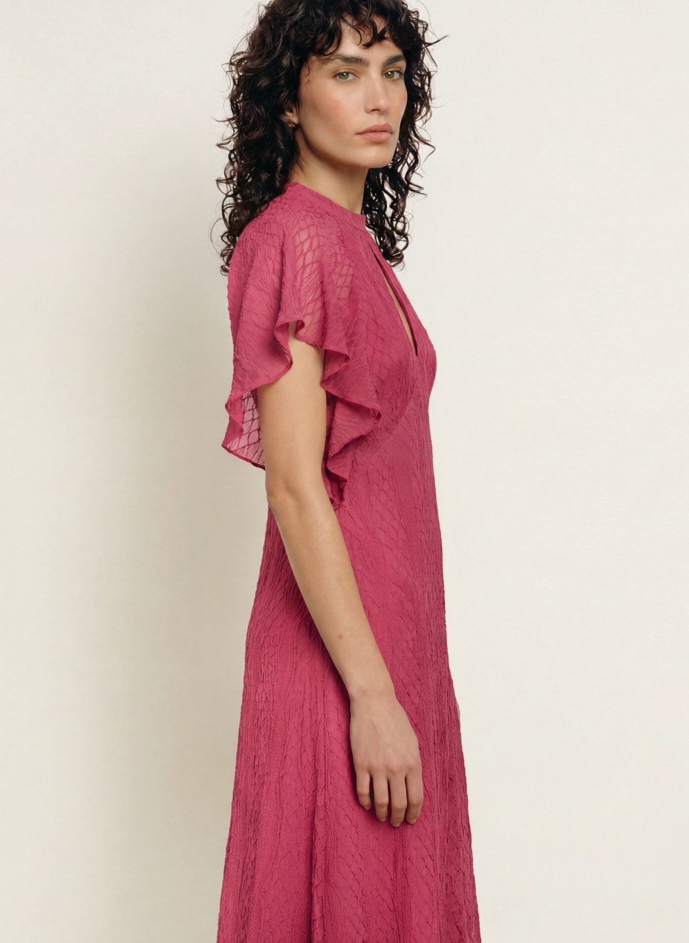 BOSS Kleid DACOPE mit Volants: HELLROT