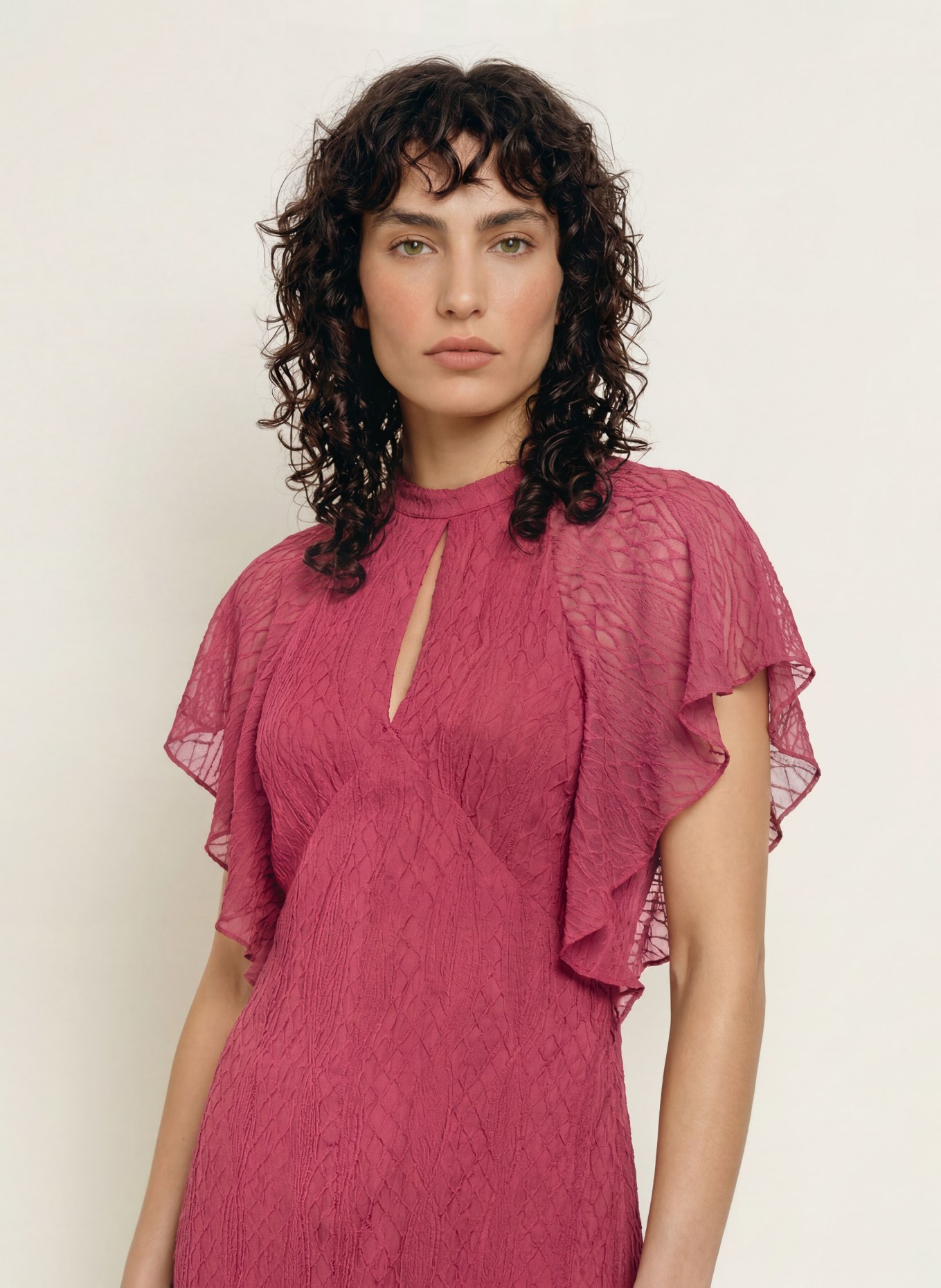 BOSS Kleid DACOPE mit Volants: HELLROT